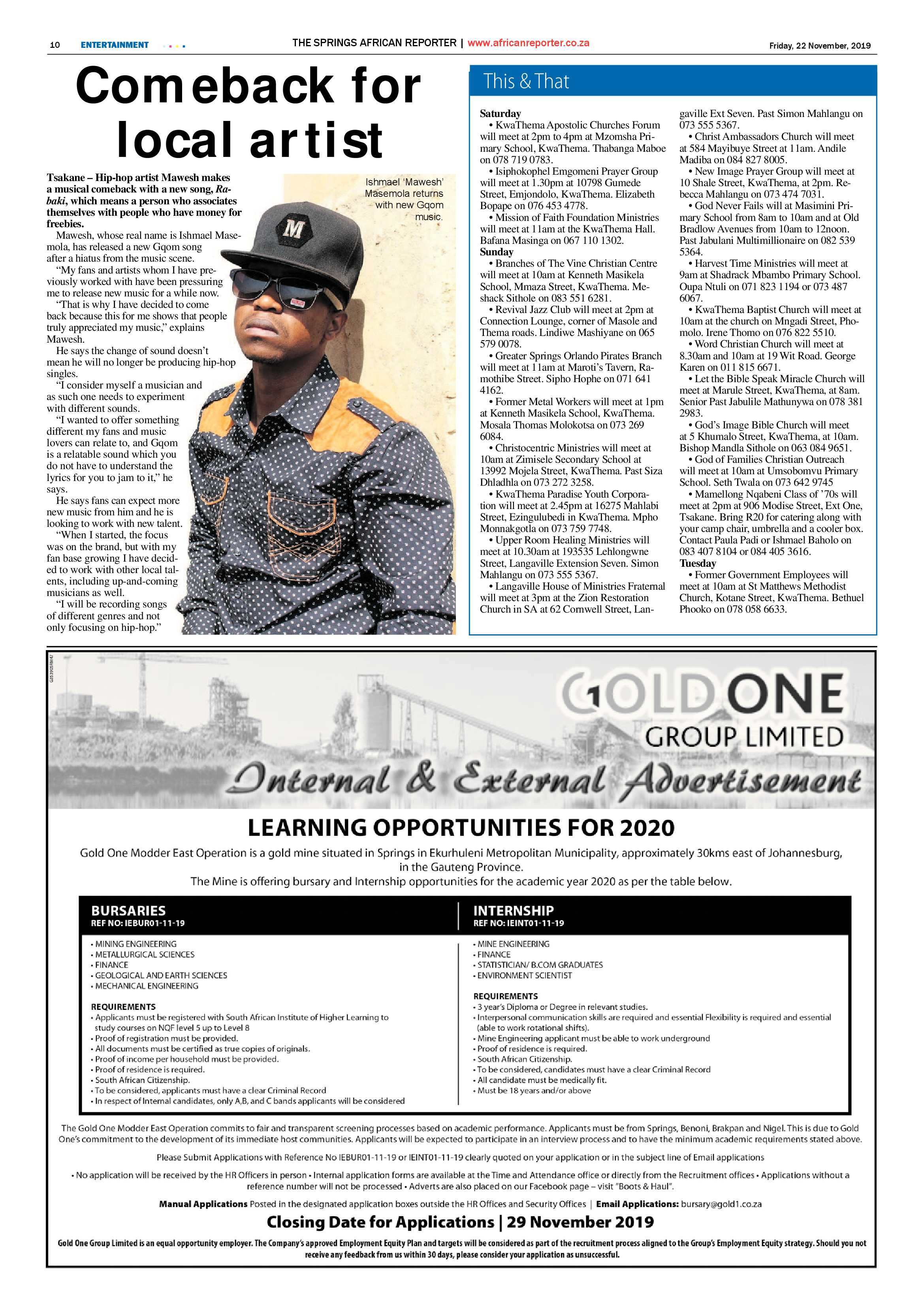 African Reporter 22 November 2019 page 10
