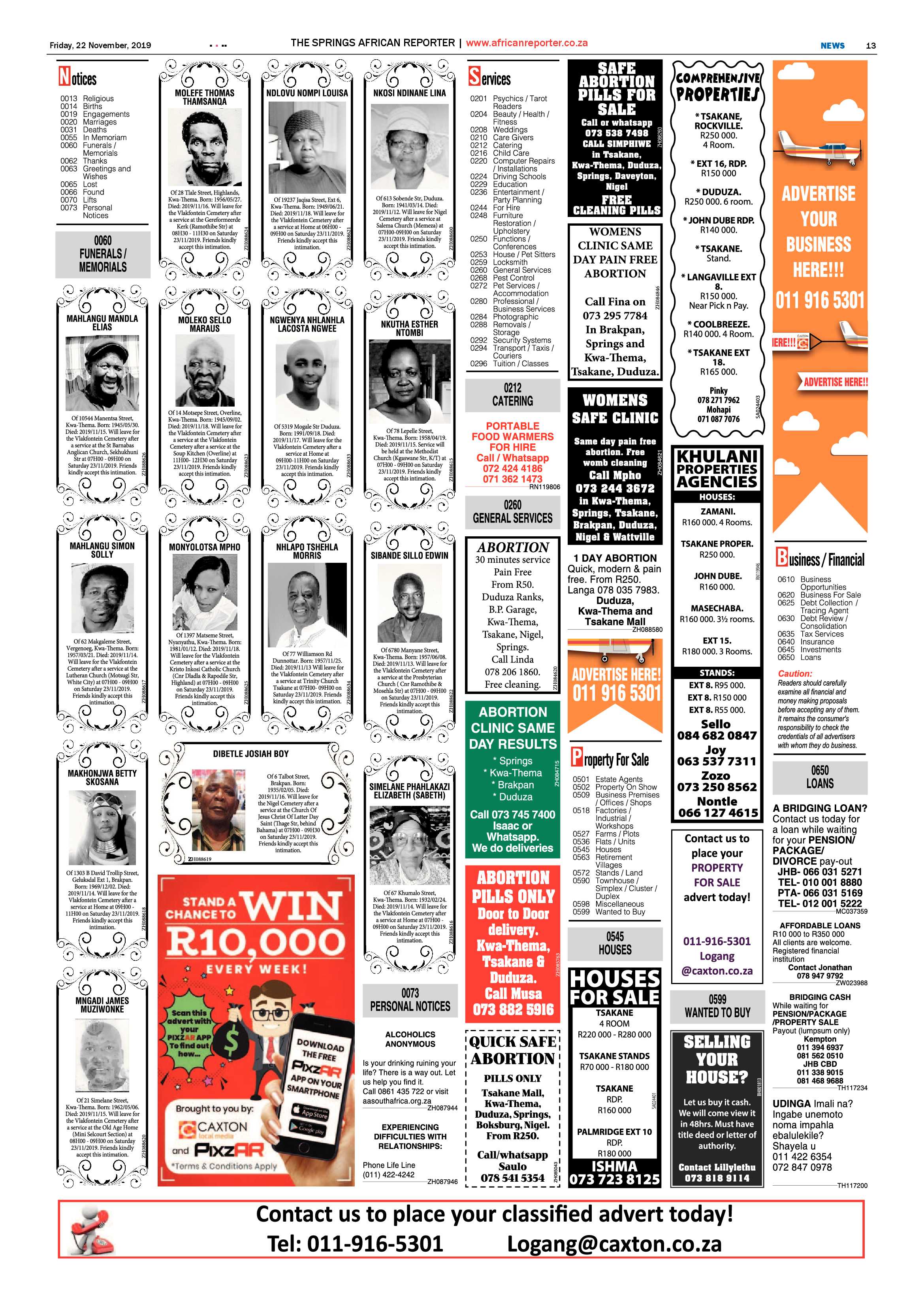 African Reporter 22 November 2019 page 13