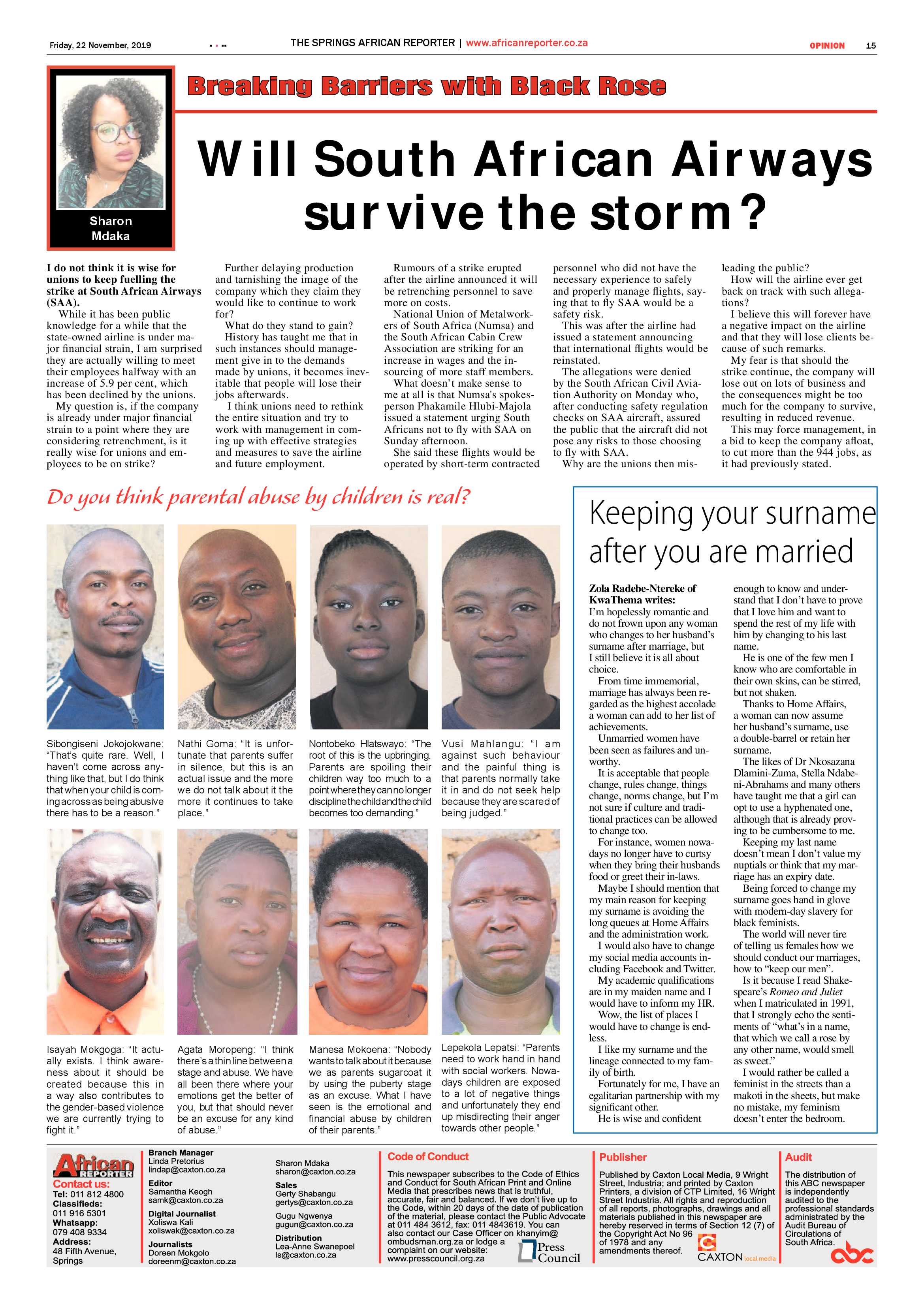 African Reporter 22 November 2019 page 15