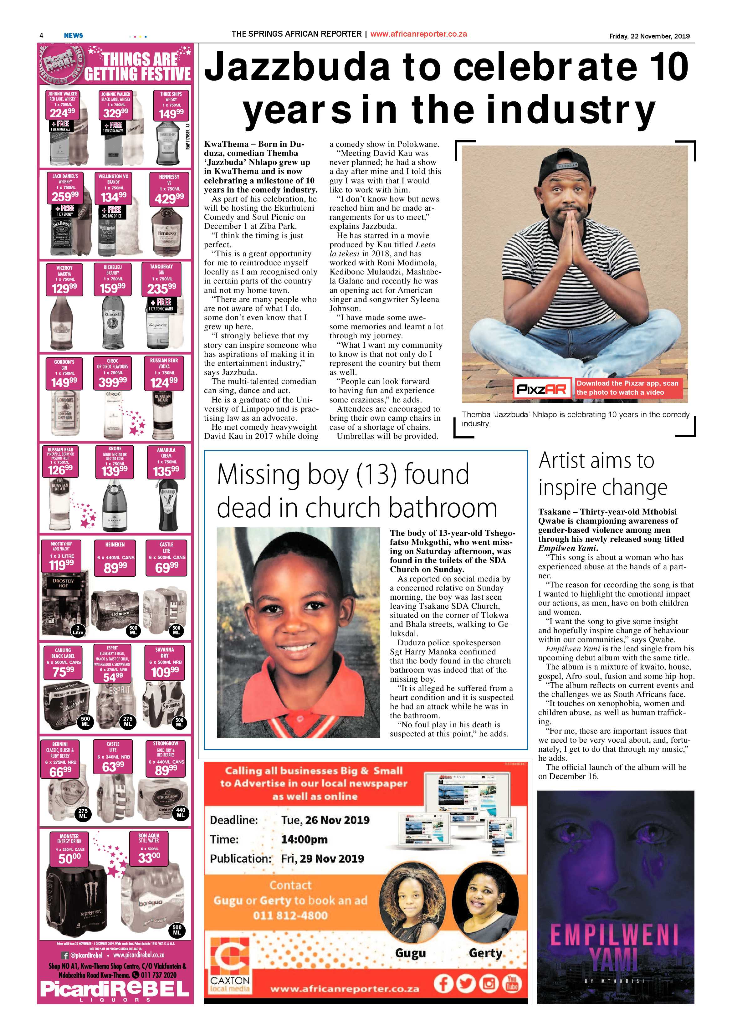 African Reporter 22 November 2019 page 4