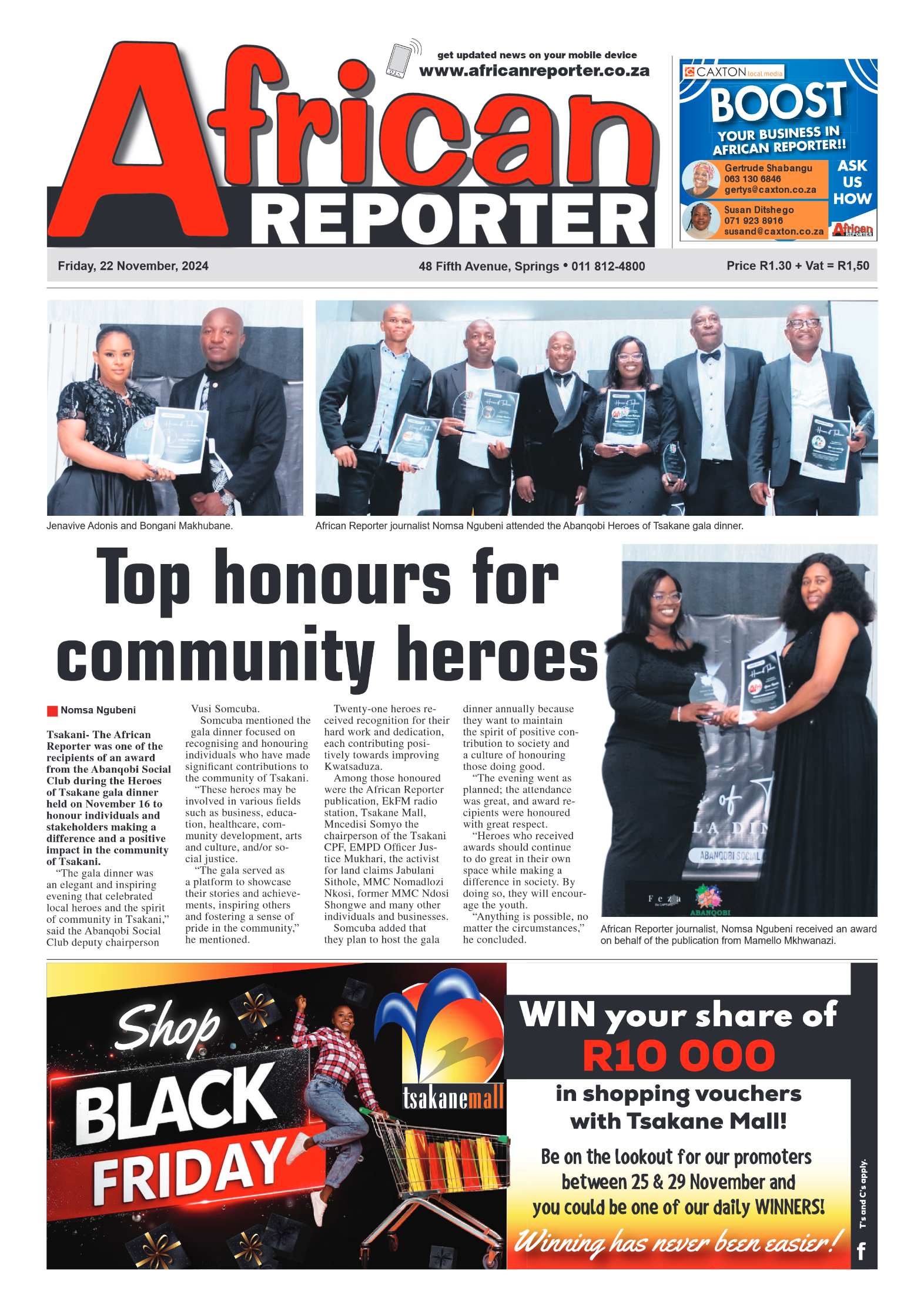 African Reporter 22 November 2024 page 1