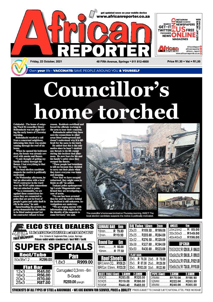 African Reporter 22 October 2021 page 1