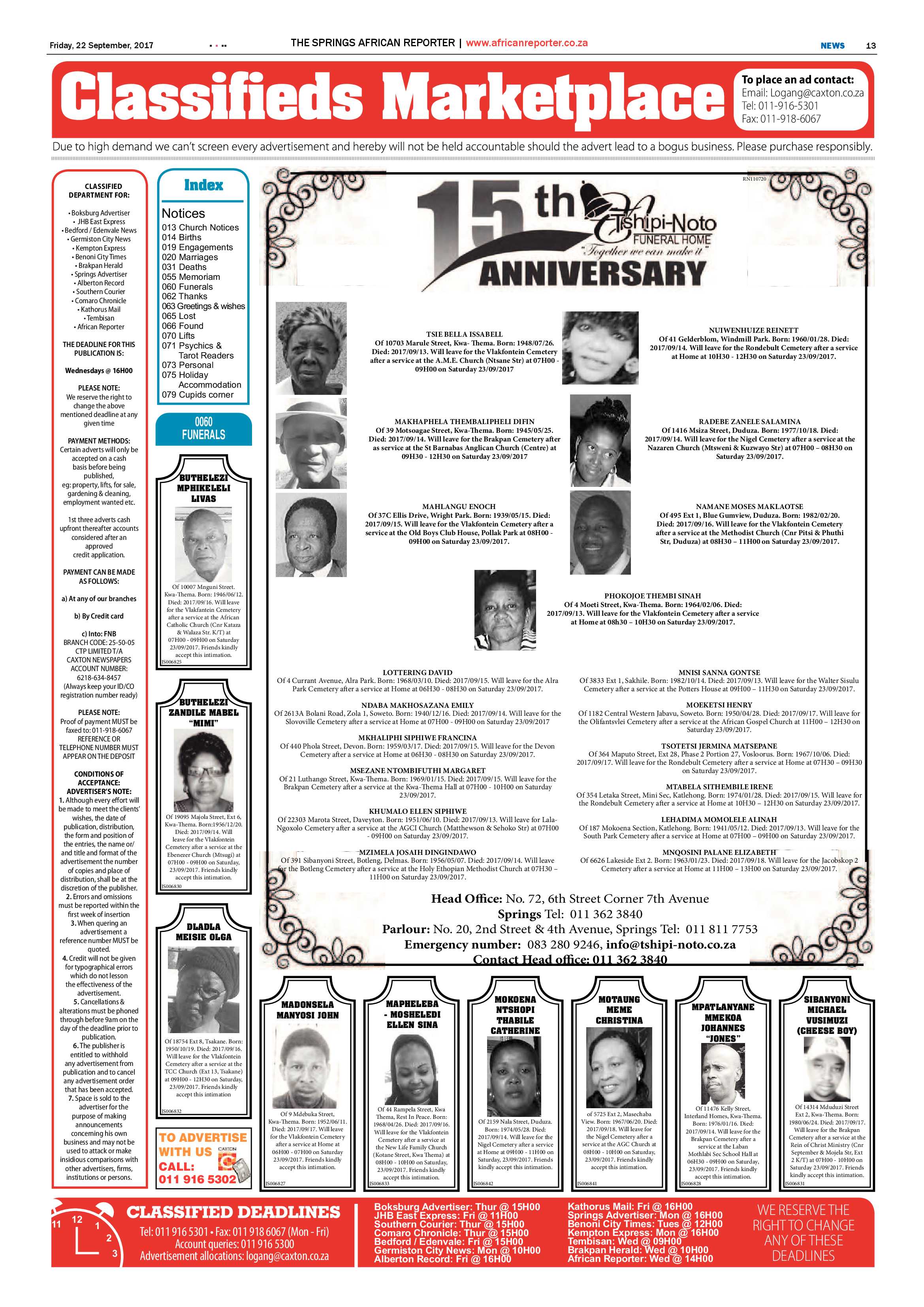 African Reporter 22 September 2017 page 13