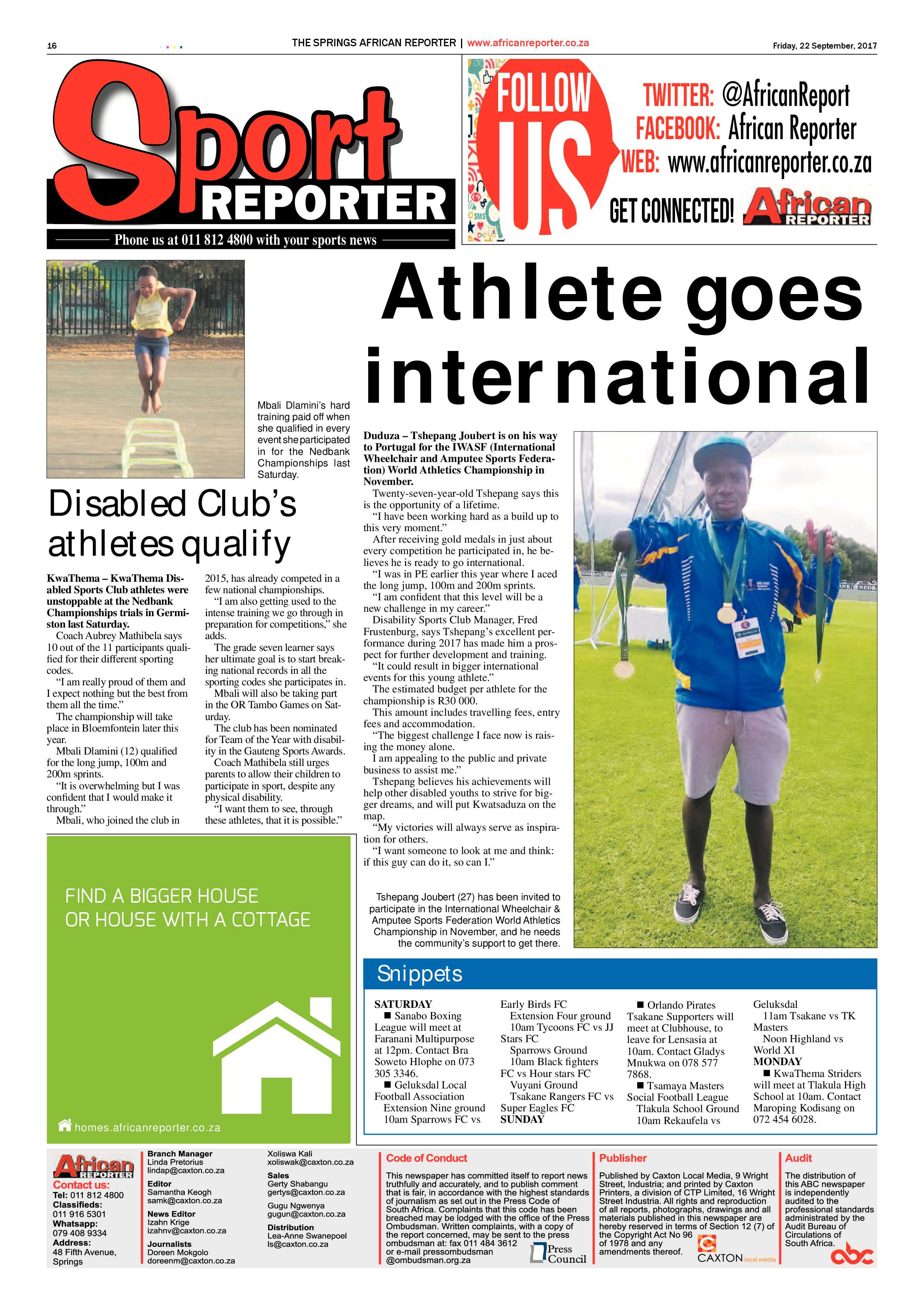 African Reporter 22 September 2017 page 16