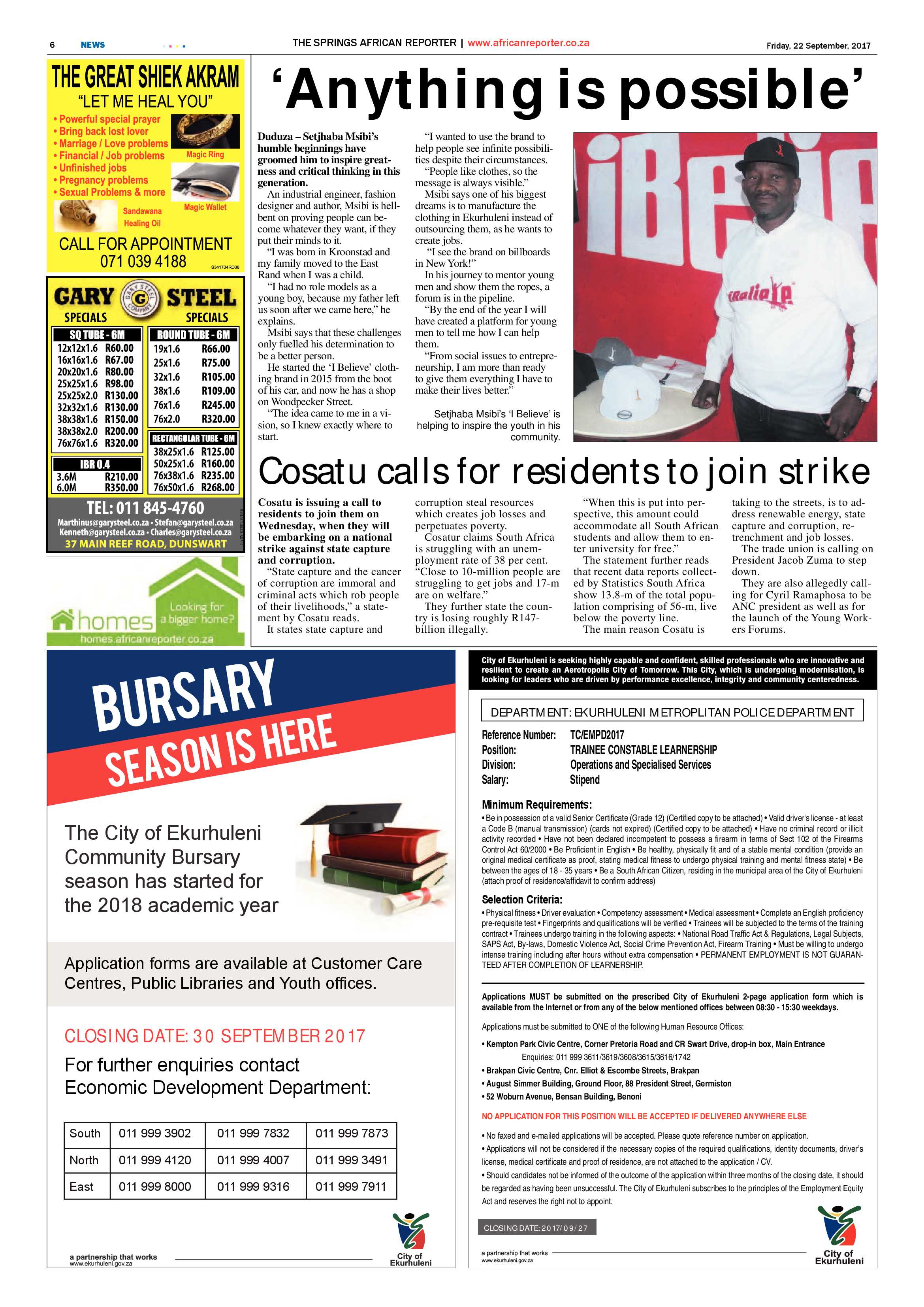 African Reporter 22 September 2017 page 6
