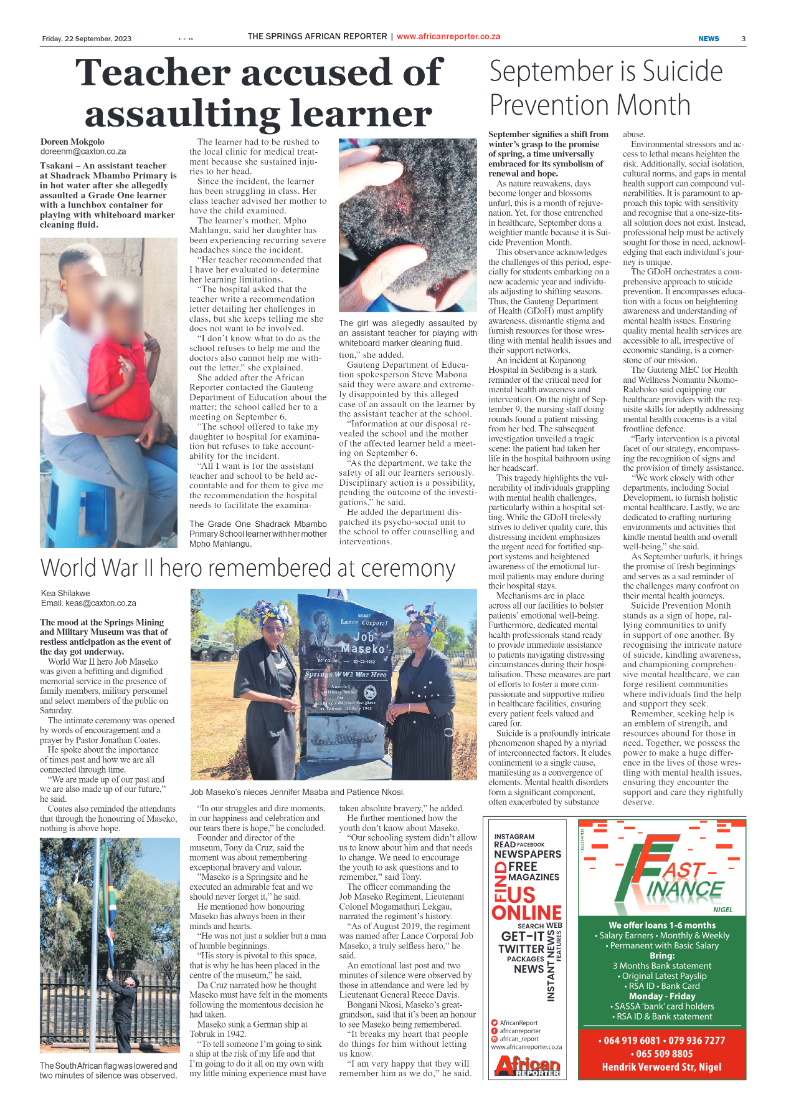 African Reporter 22 September 2023 page 3