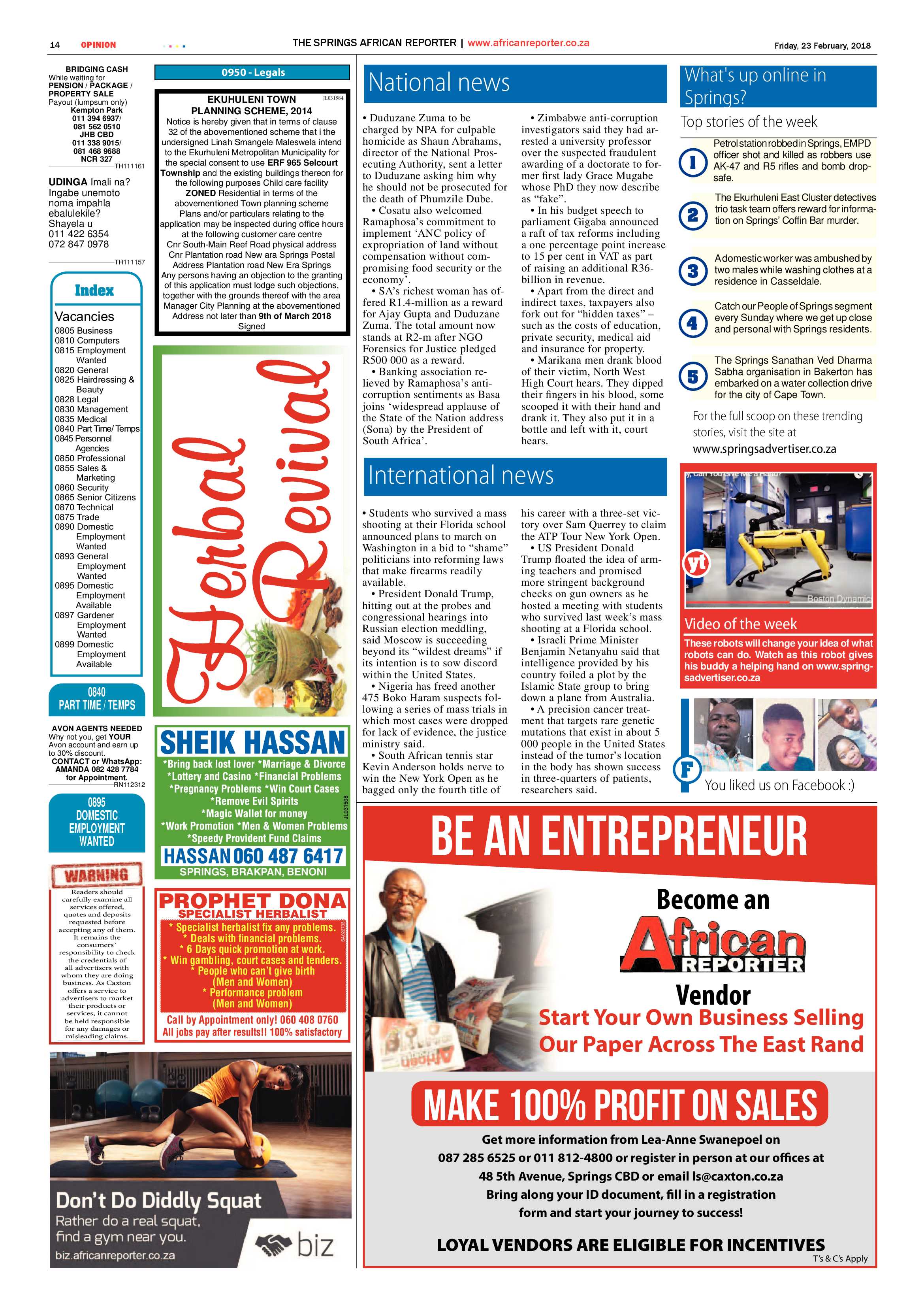 African Reporter 23 February 2018 page 14