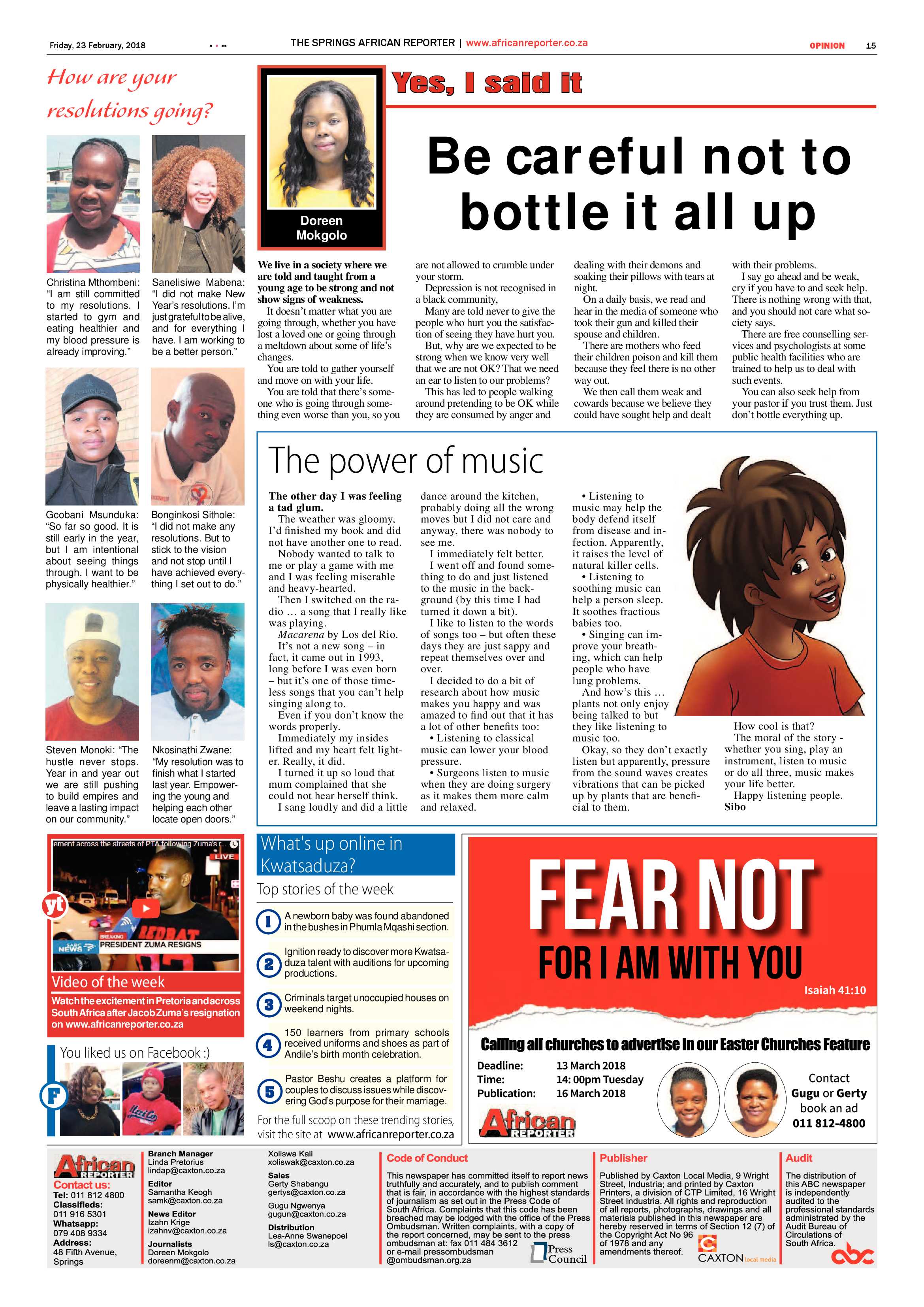 African Reporter 23 February 2018 page 15