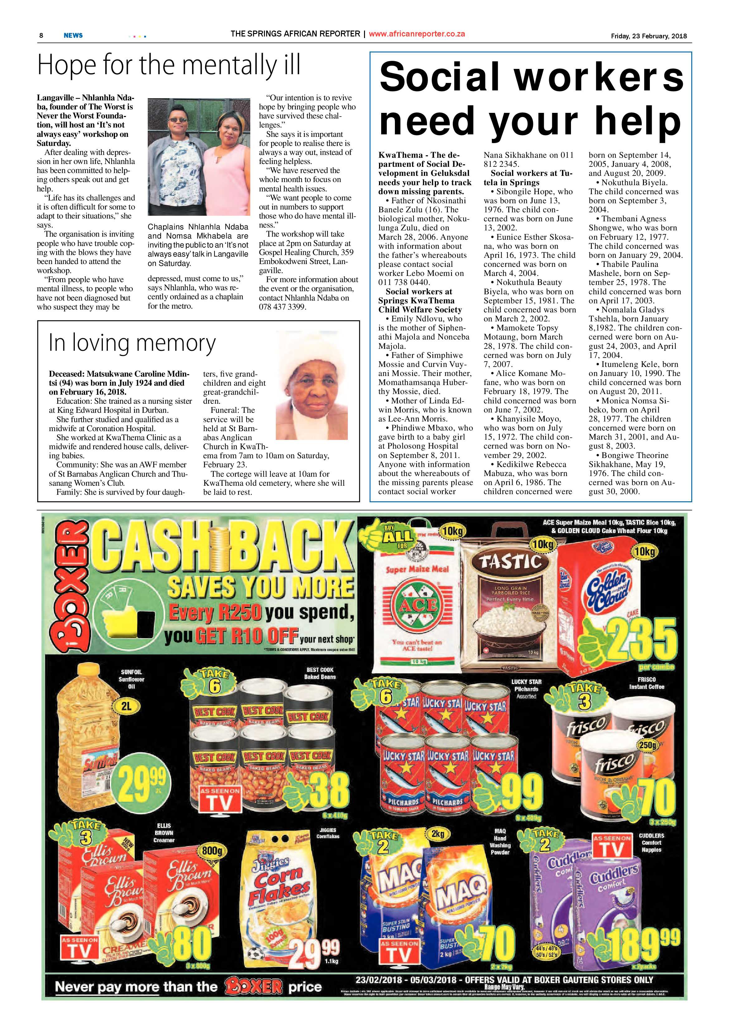 African Reporter 23 February 2018 page 8