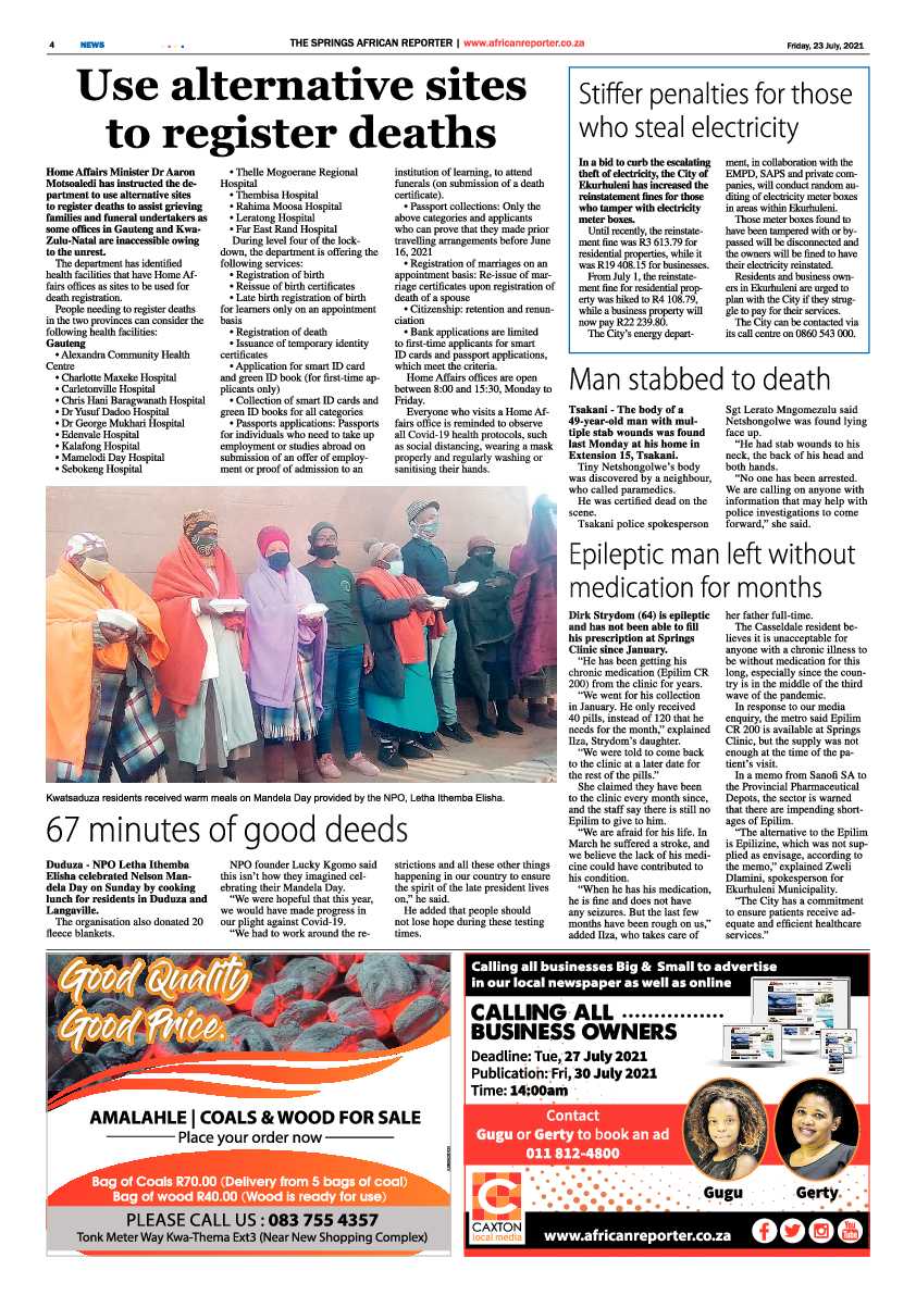 African Reporter 23 July 2021 page 4