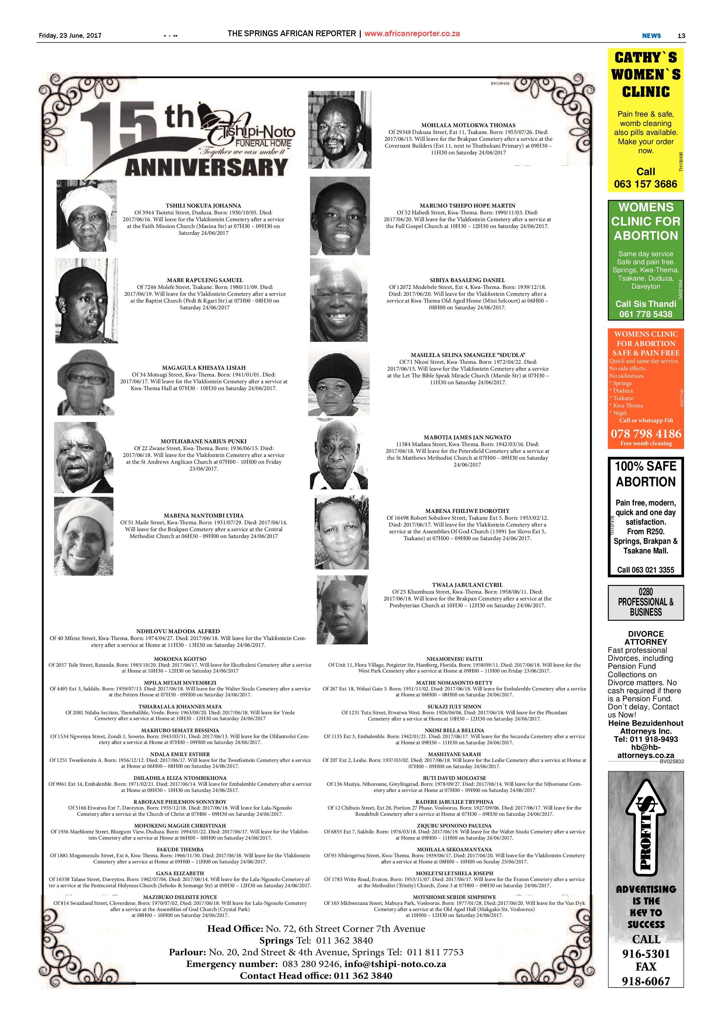African Reporter 23 June 2017 page 13