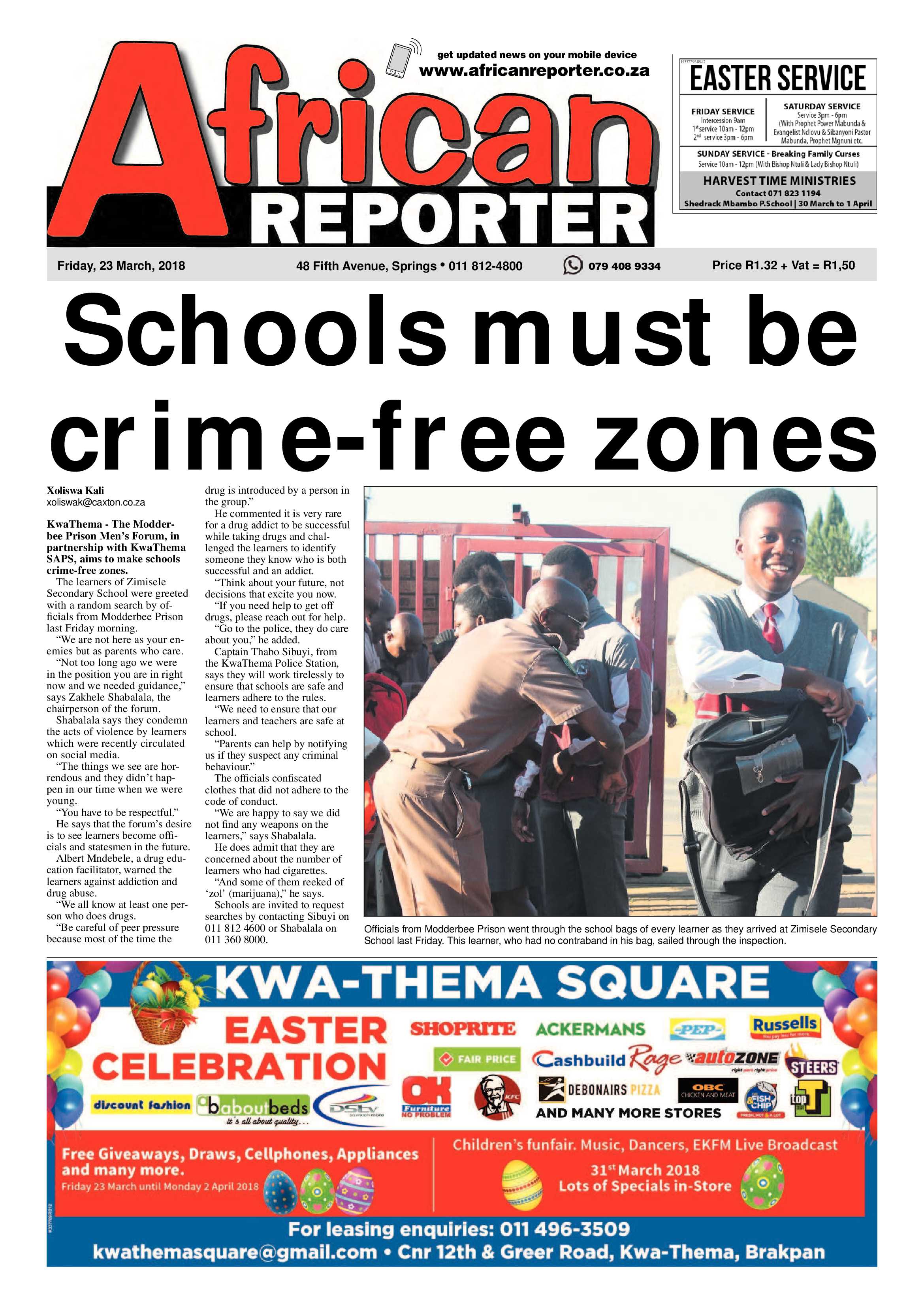 African Reporter 23 March 2018 page 1