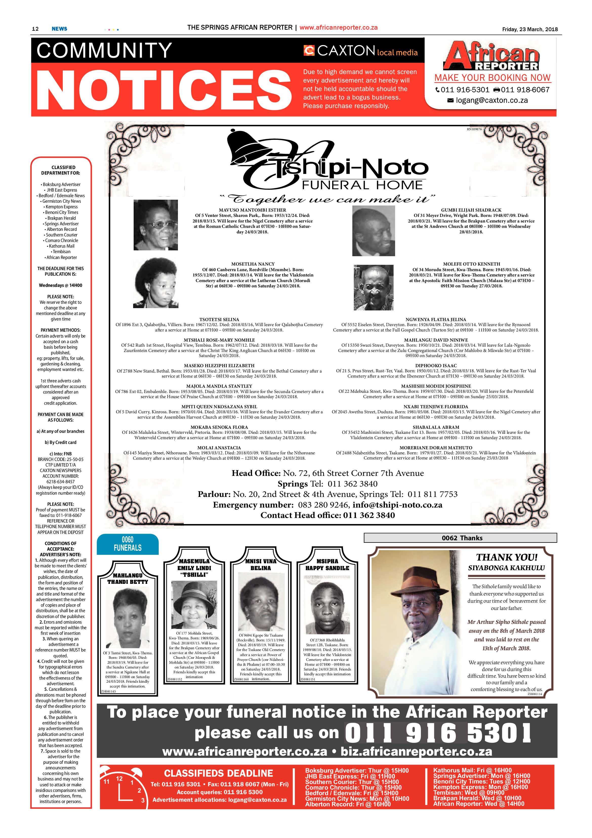 African Reporter 23 March 2018 page 12