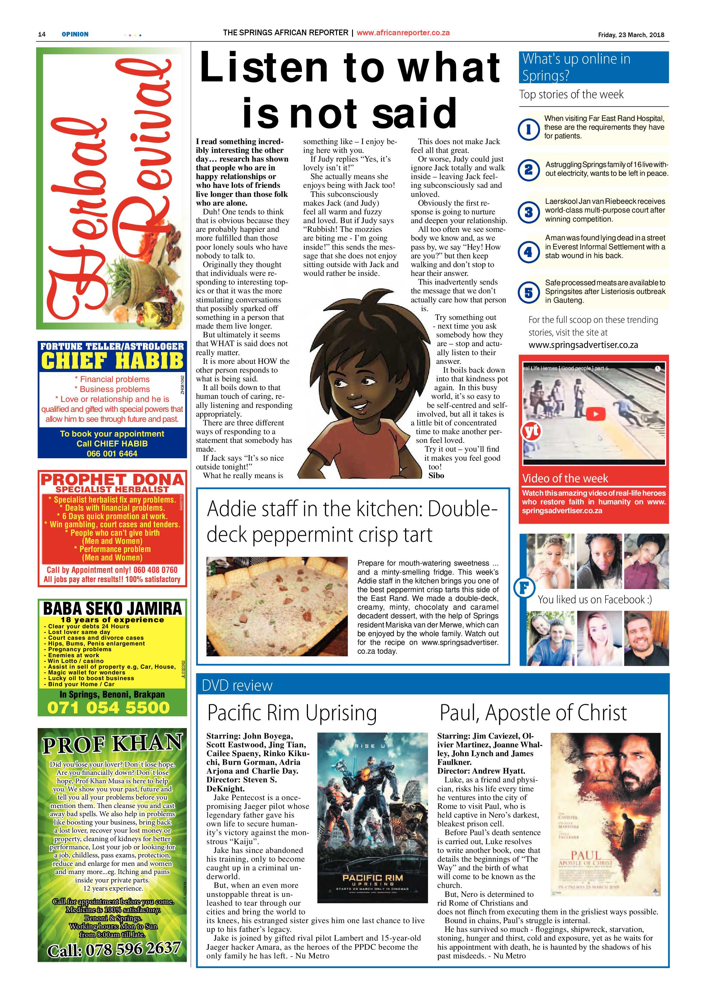 African Reporter 23 March 2018 page 14