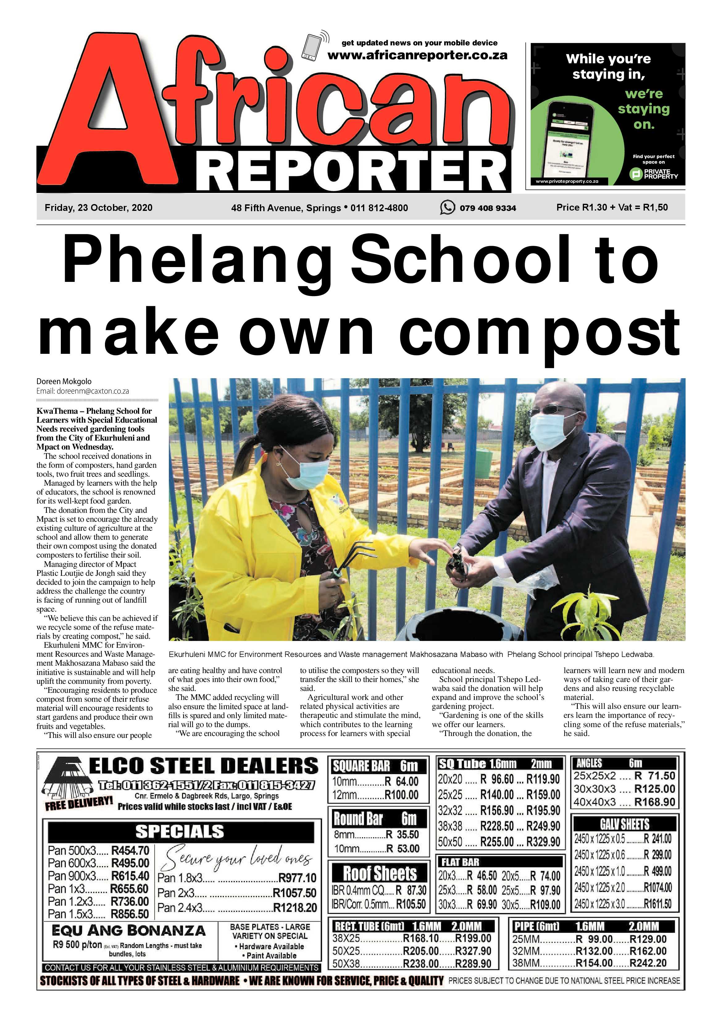 African Reporter 23 October 2020 page 1
