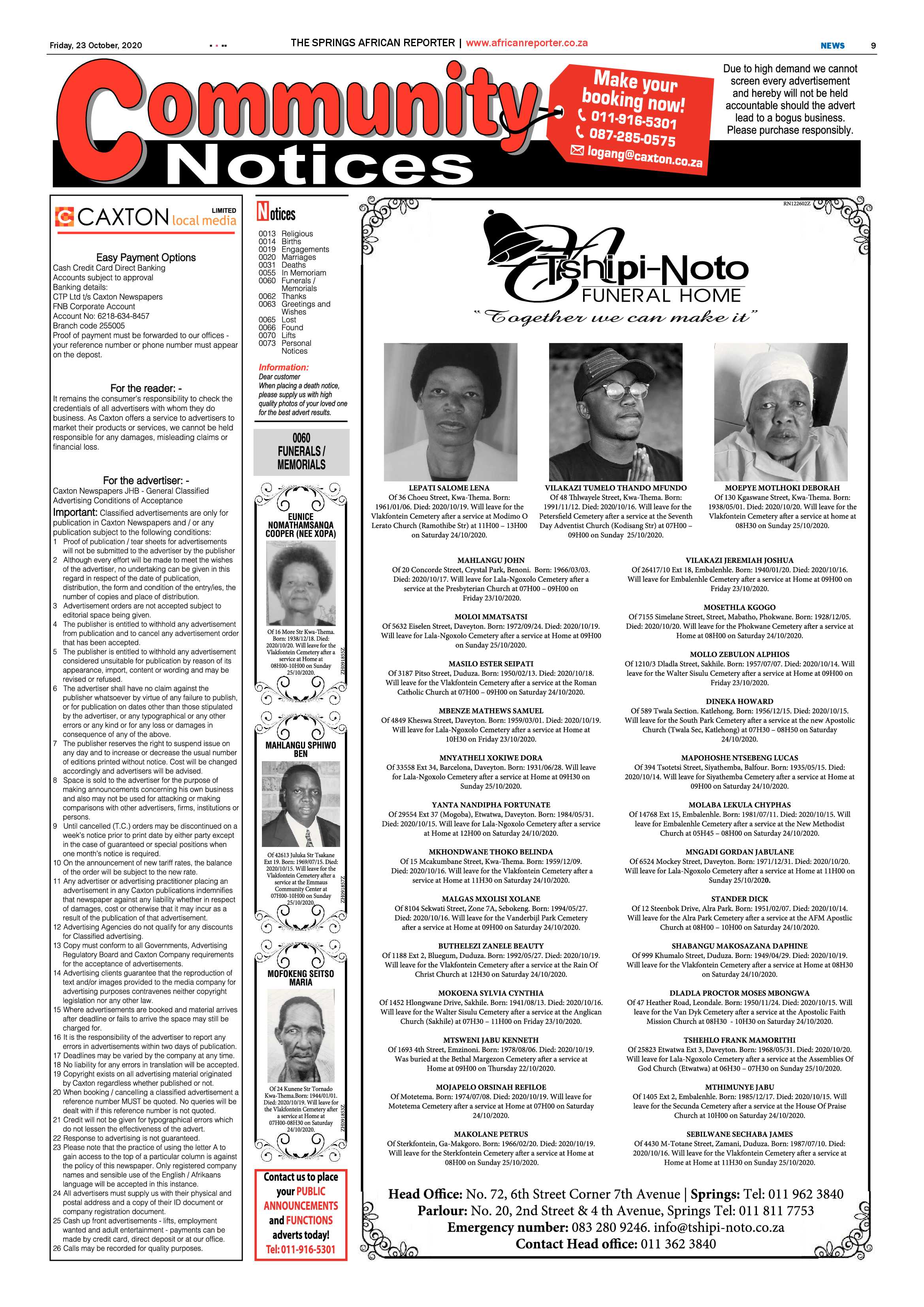African Reporter 23 October 2020 page 9