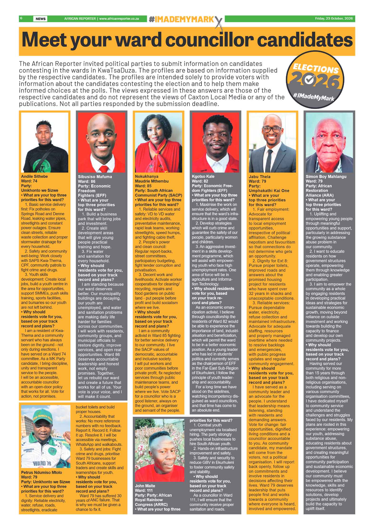 African Reporter 23 October 2026 page 6