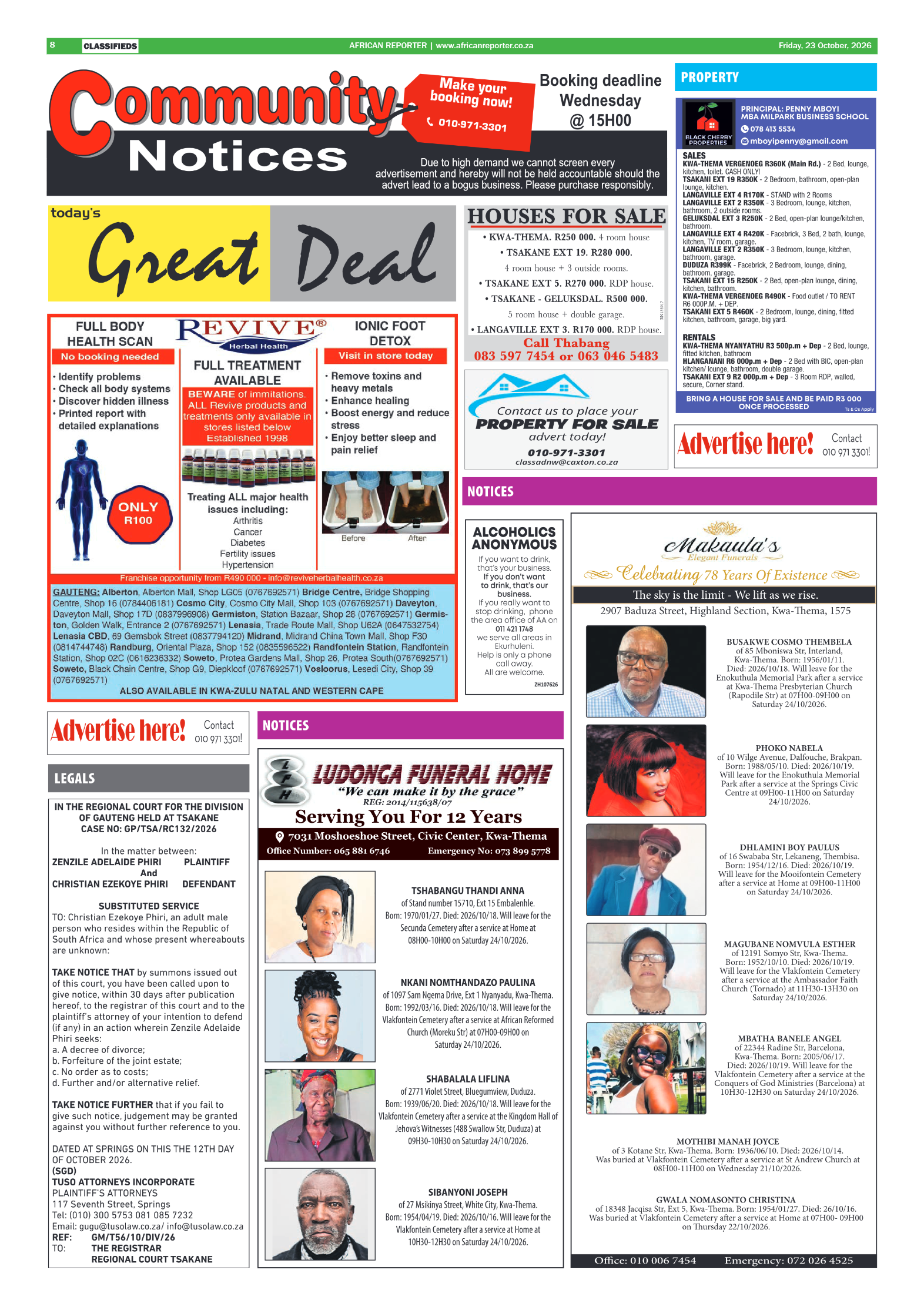 African Reporter 23 October 2026 page 8