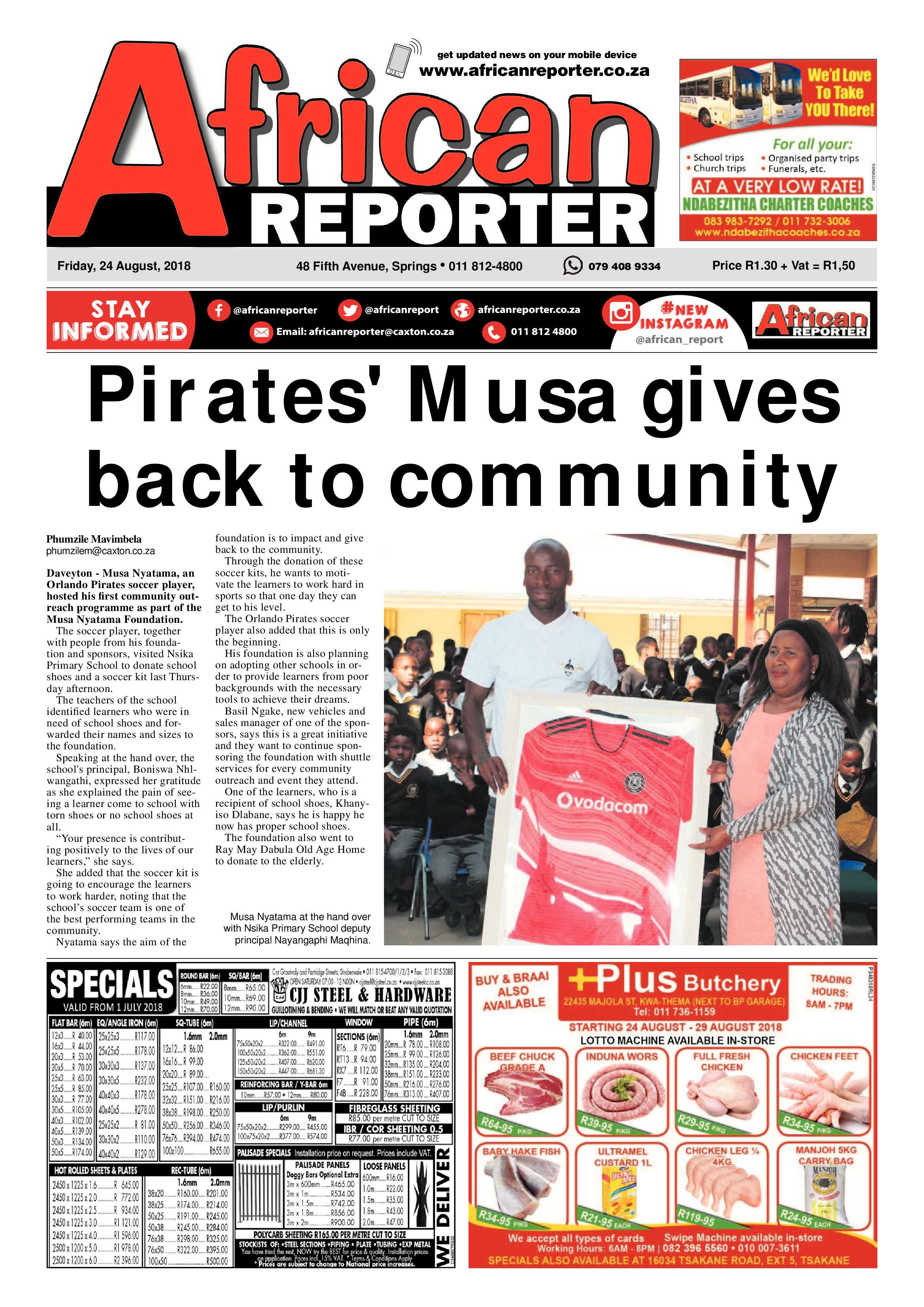 African Reporter 24 August 2018 page 1