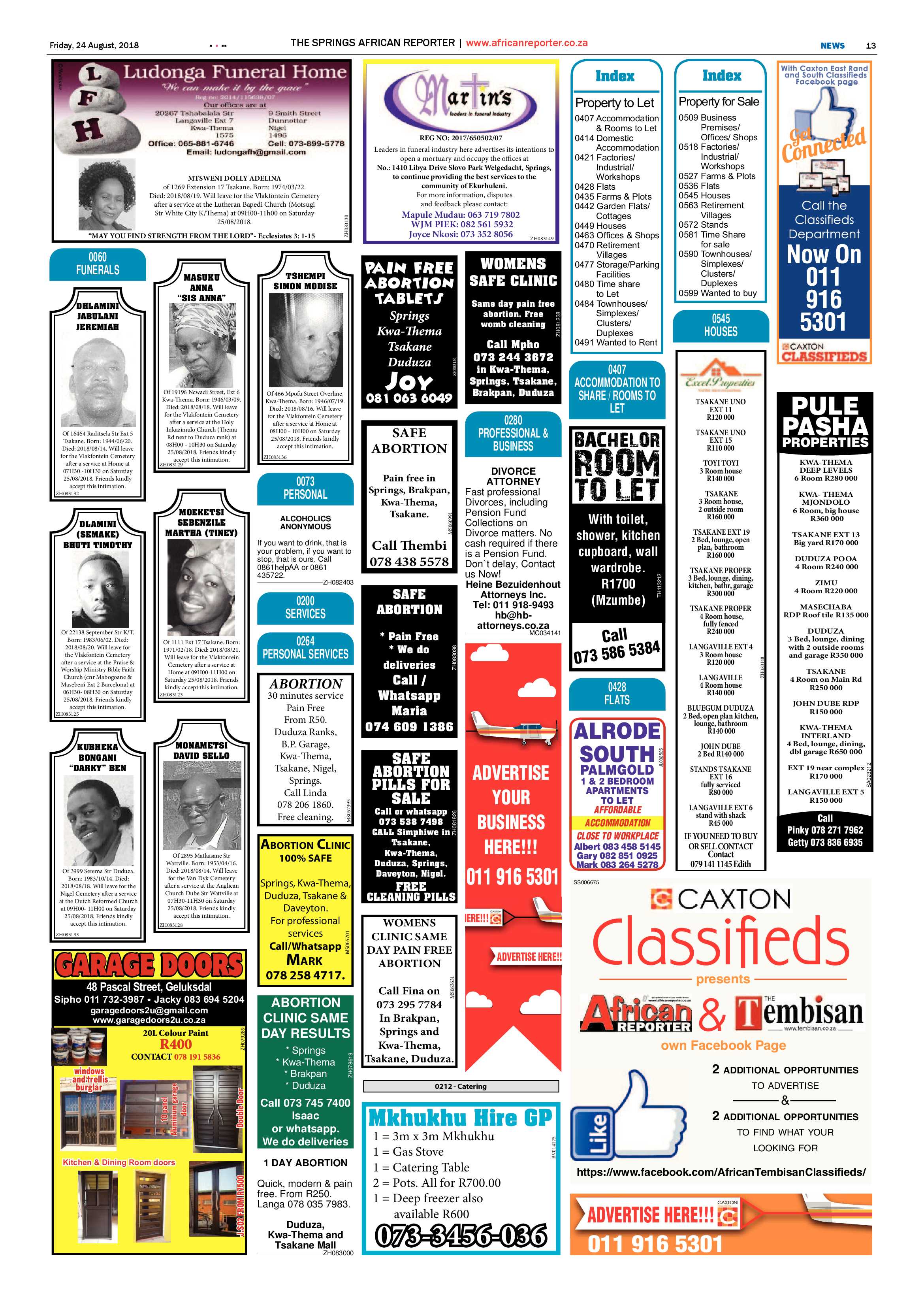 African Reporter 24 August 2018 page 13