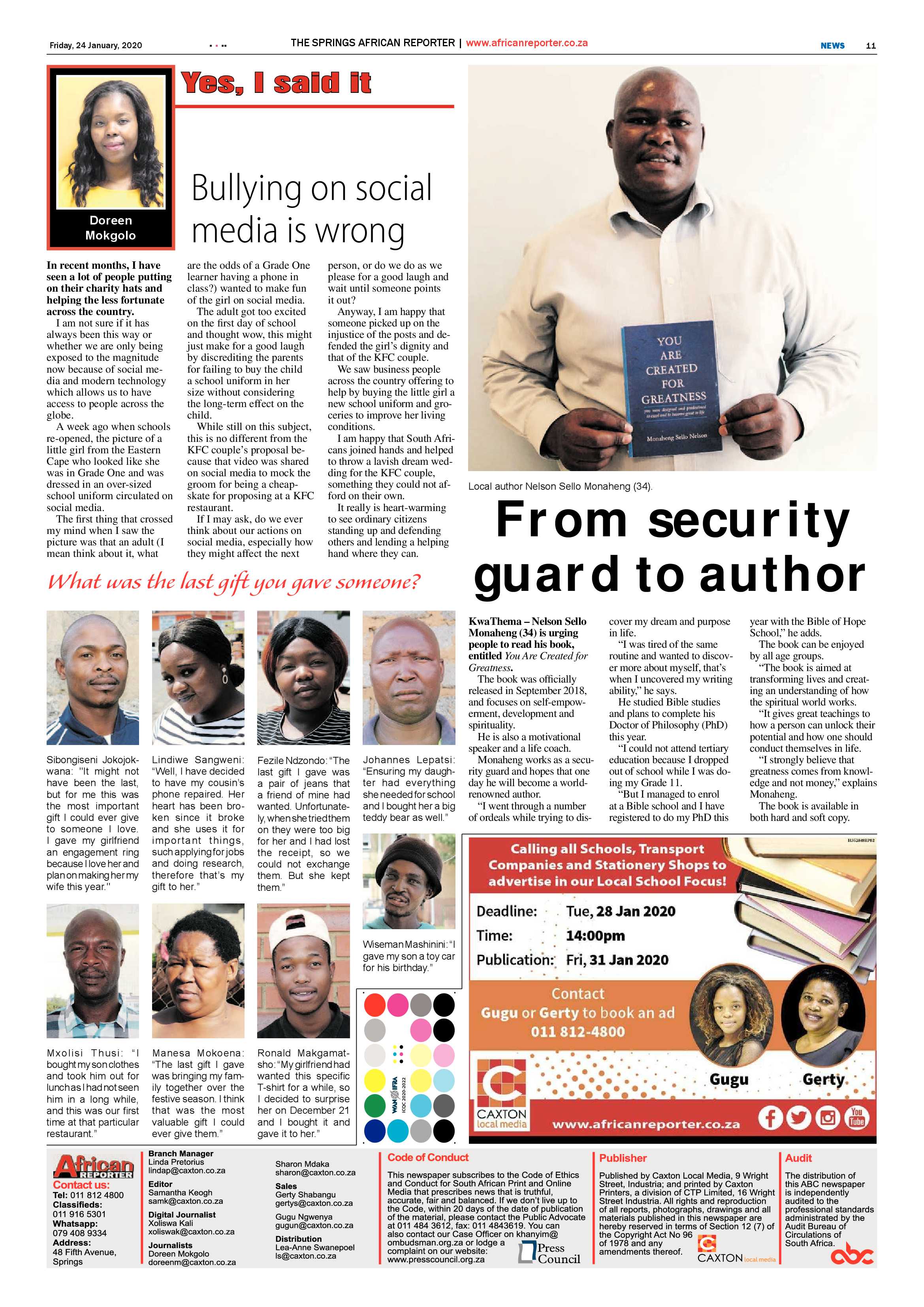 African Reporter 24 January 2020 page 11