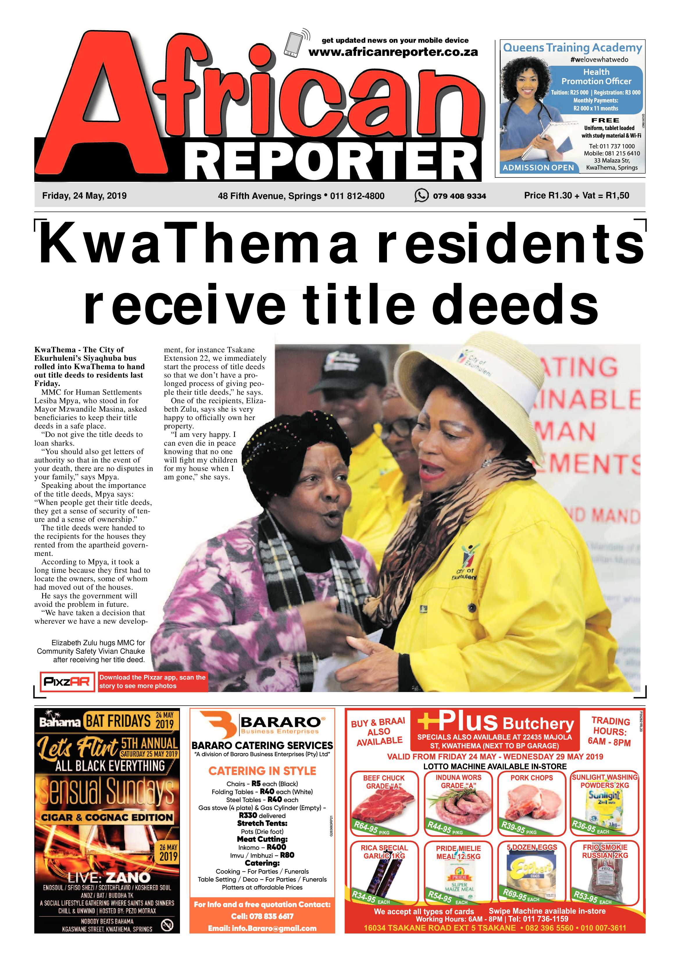 African Reporter 24 May 2019 page 1