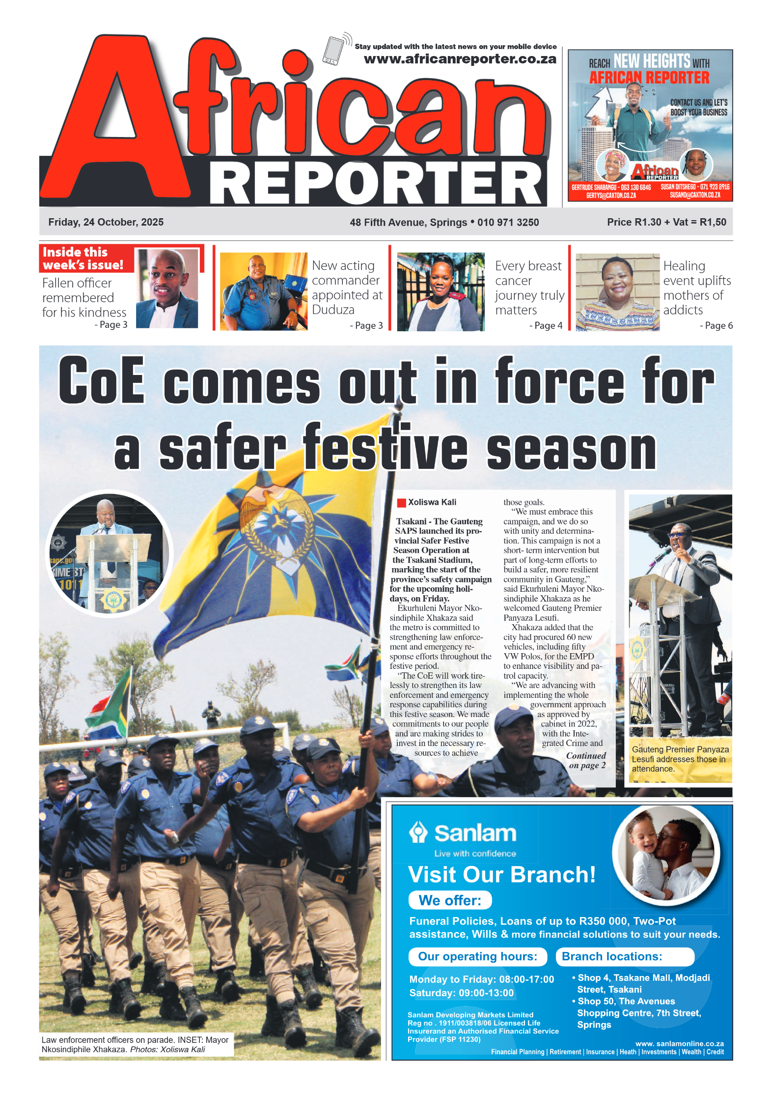 African Reporter 24 October 2025 page 1