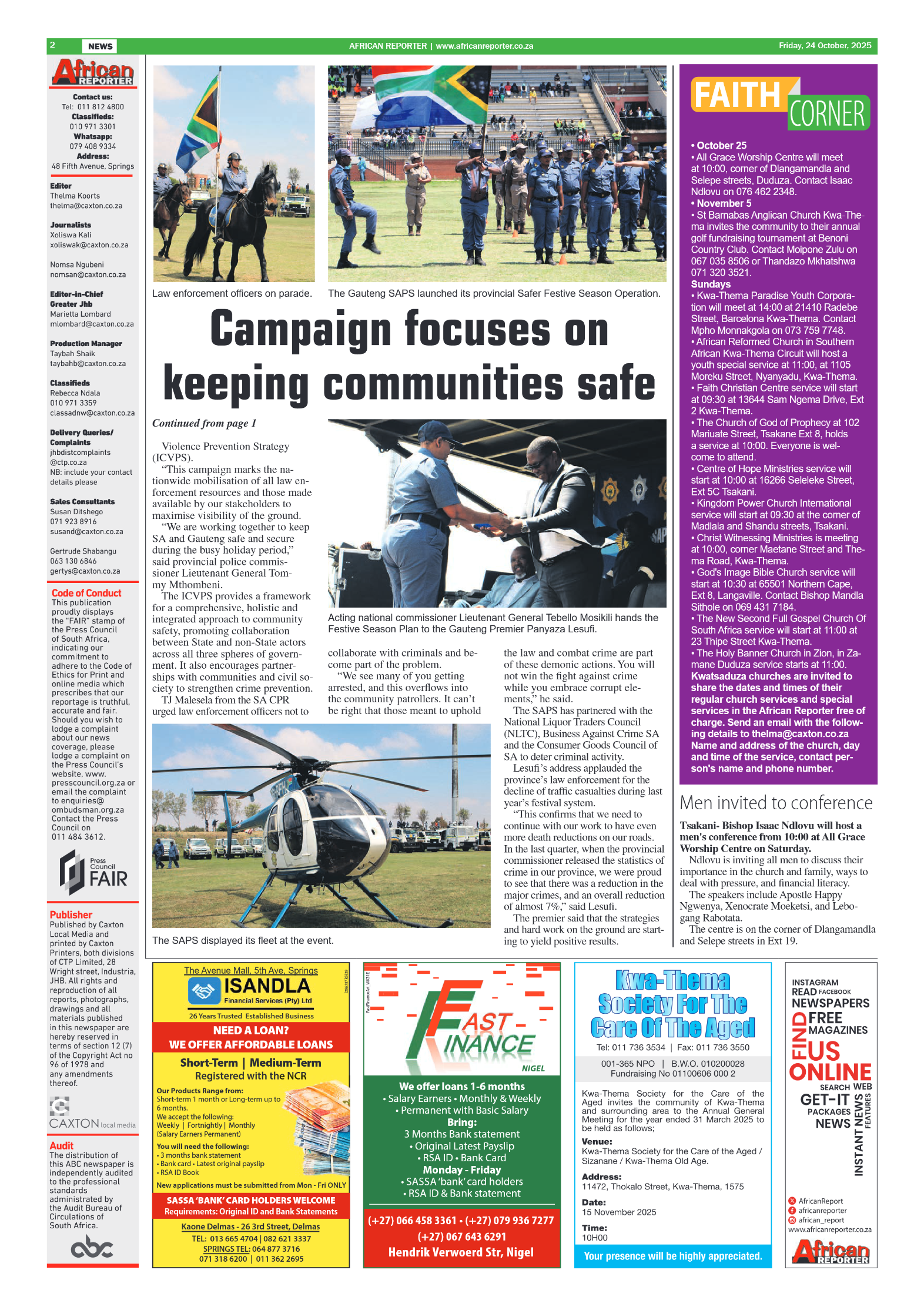 African Reporter 24 October 2025 page 2