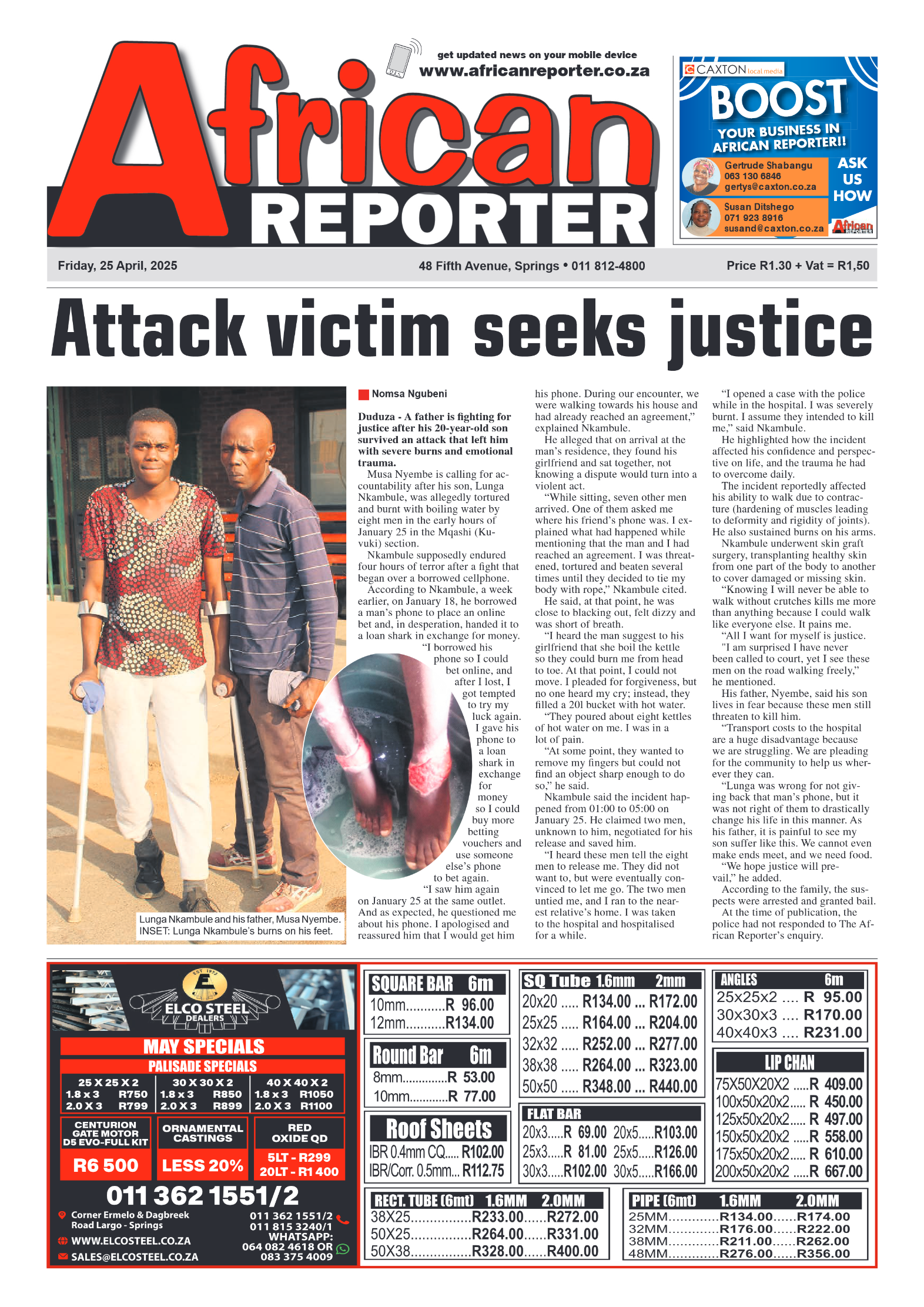 African Reporter 25 April 2025 page 1