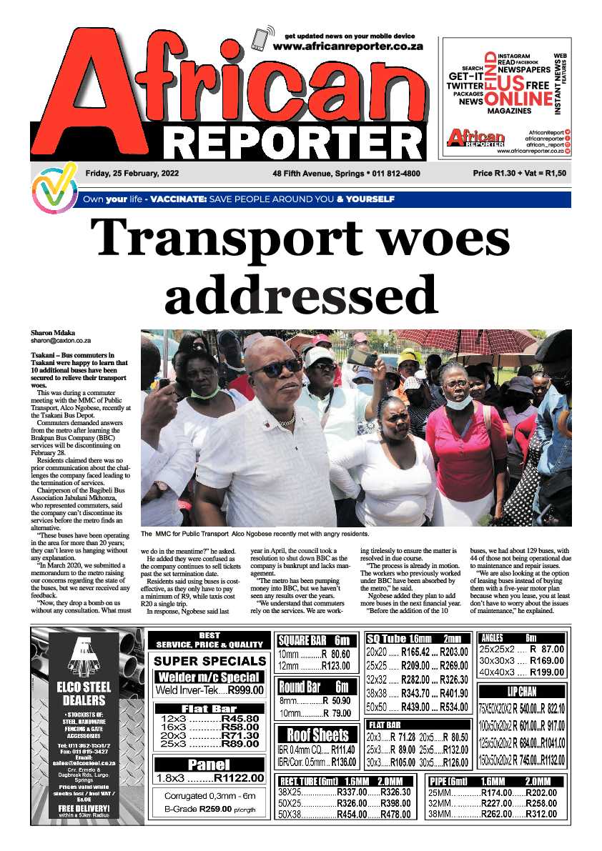 African Reporter 25 February 2022 page 1