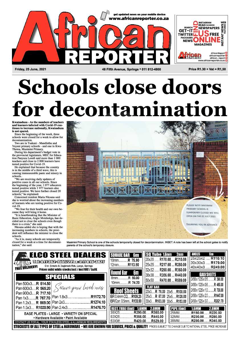 African Reporter 25 June 2021 page 1