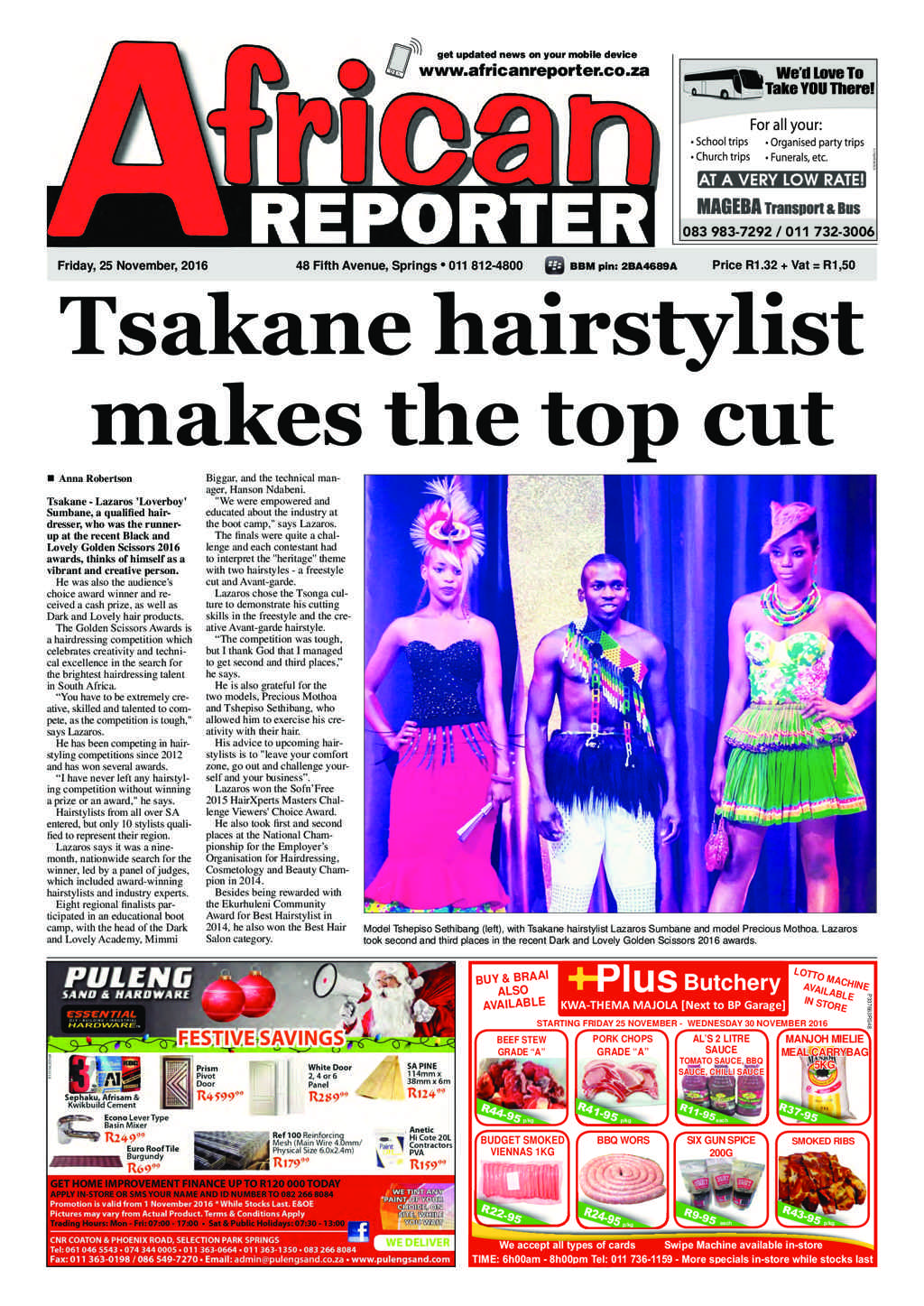 African Reporter 25 November 2016 page 1