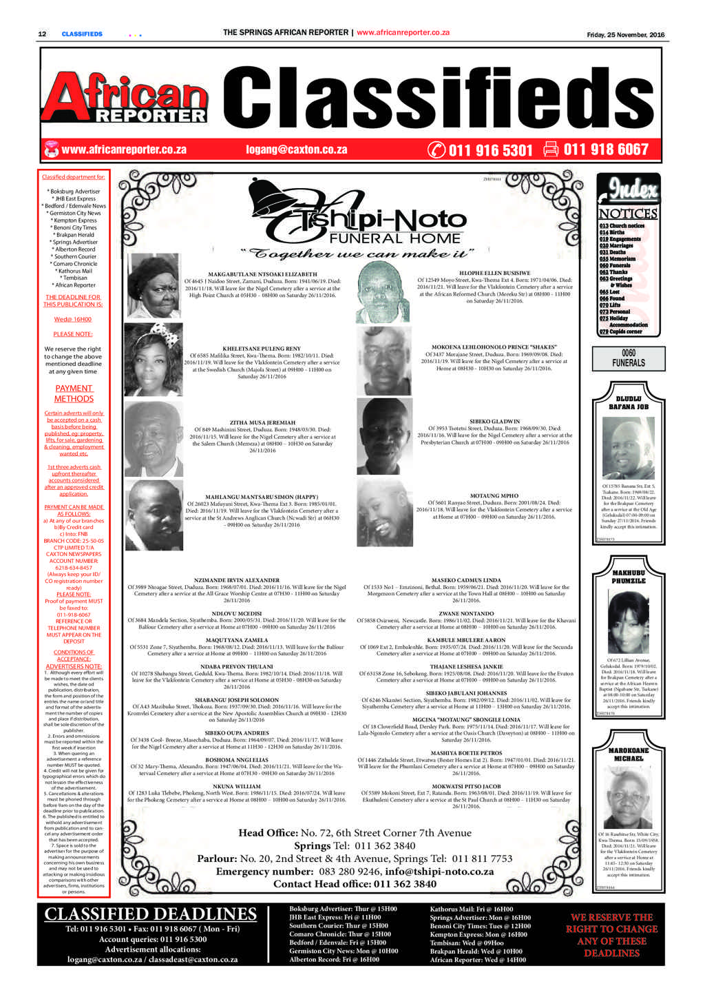 African Reporter 25 November 2016 page 12