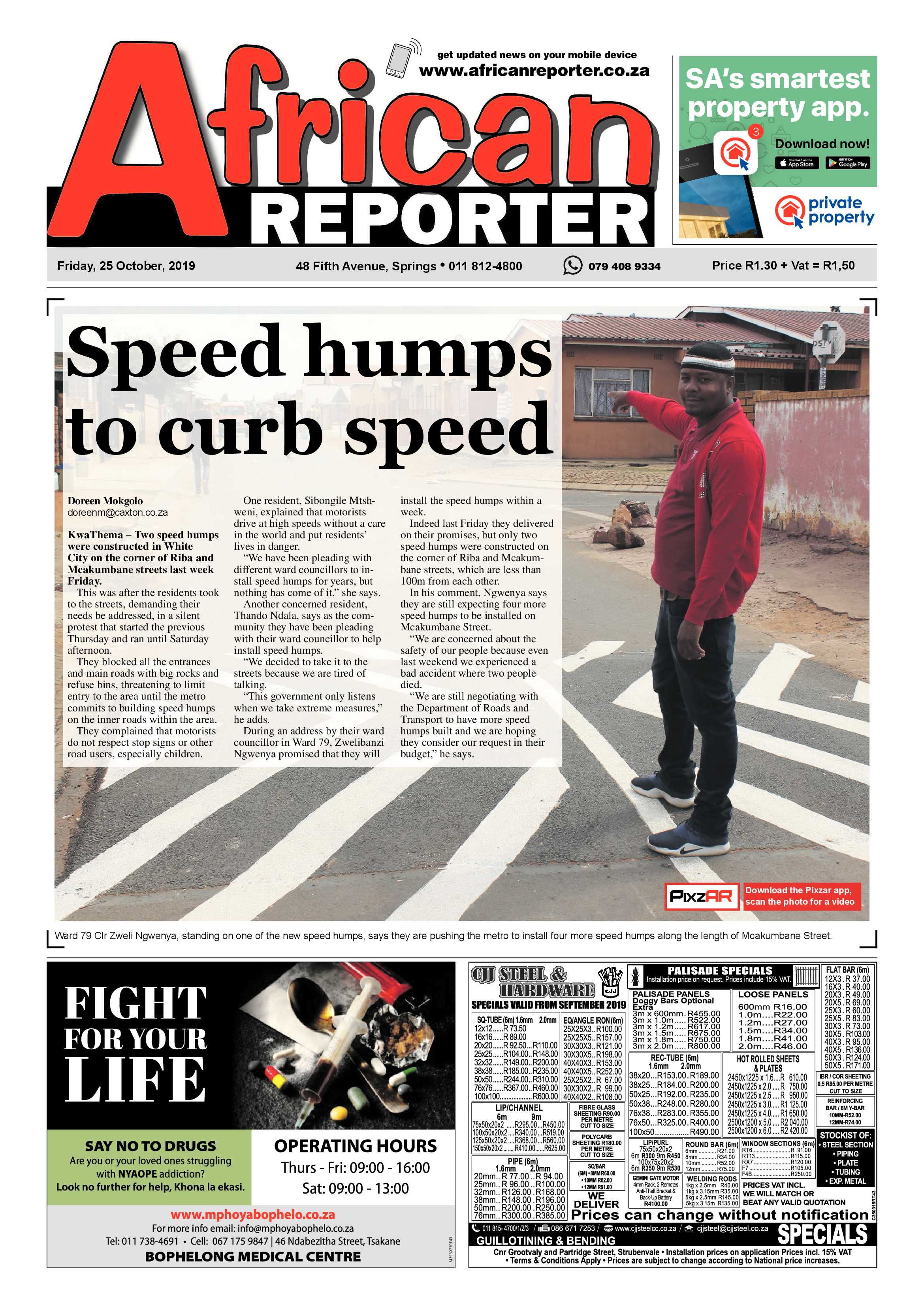 African Reporter 25 October 2019 page 1