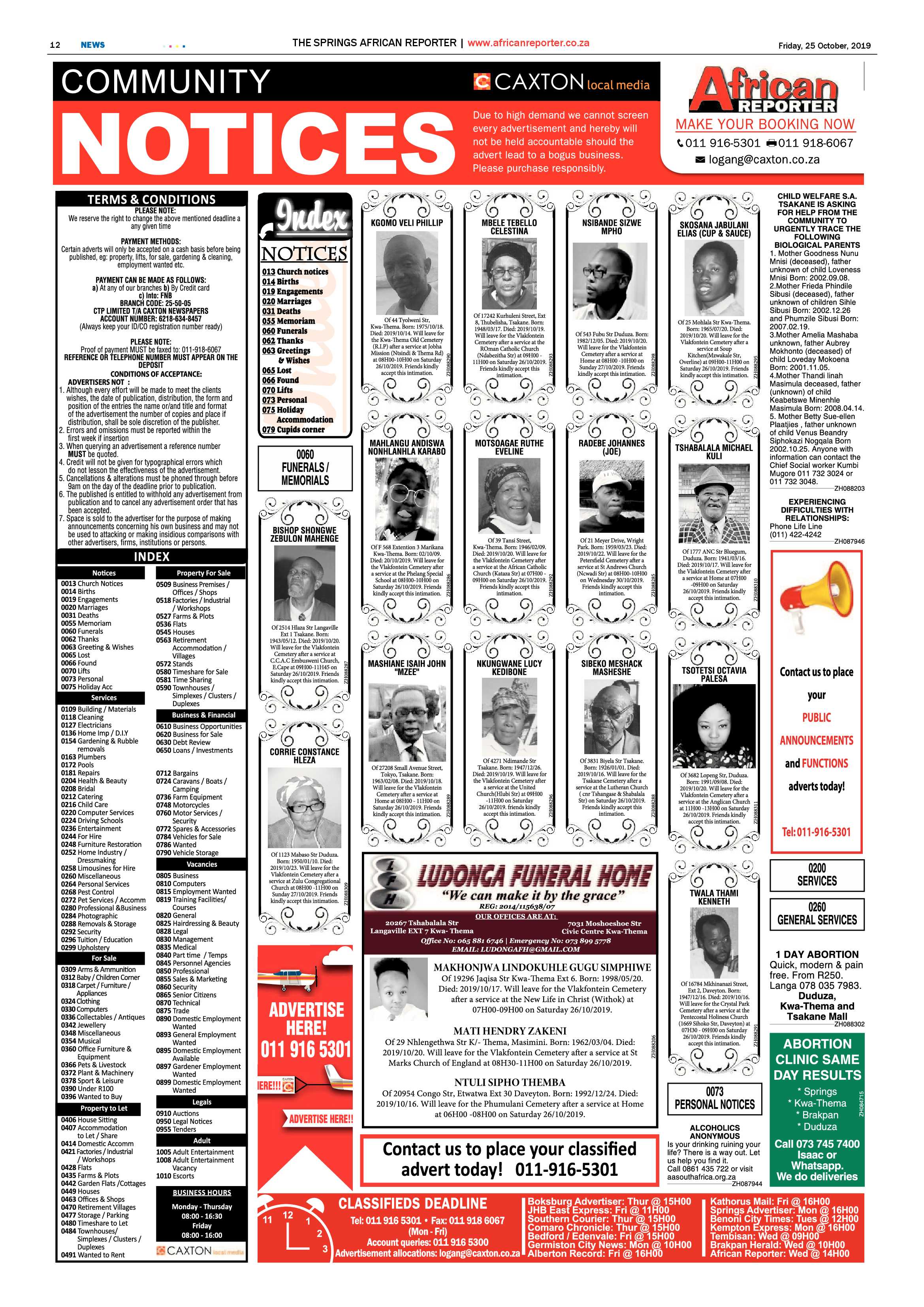 African Reporter 25 October 2019 page 12