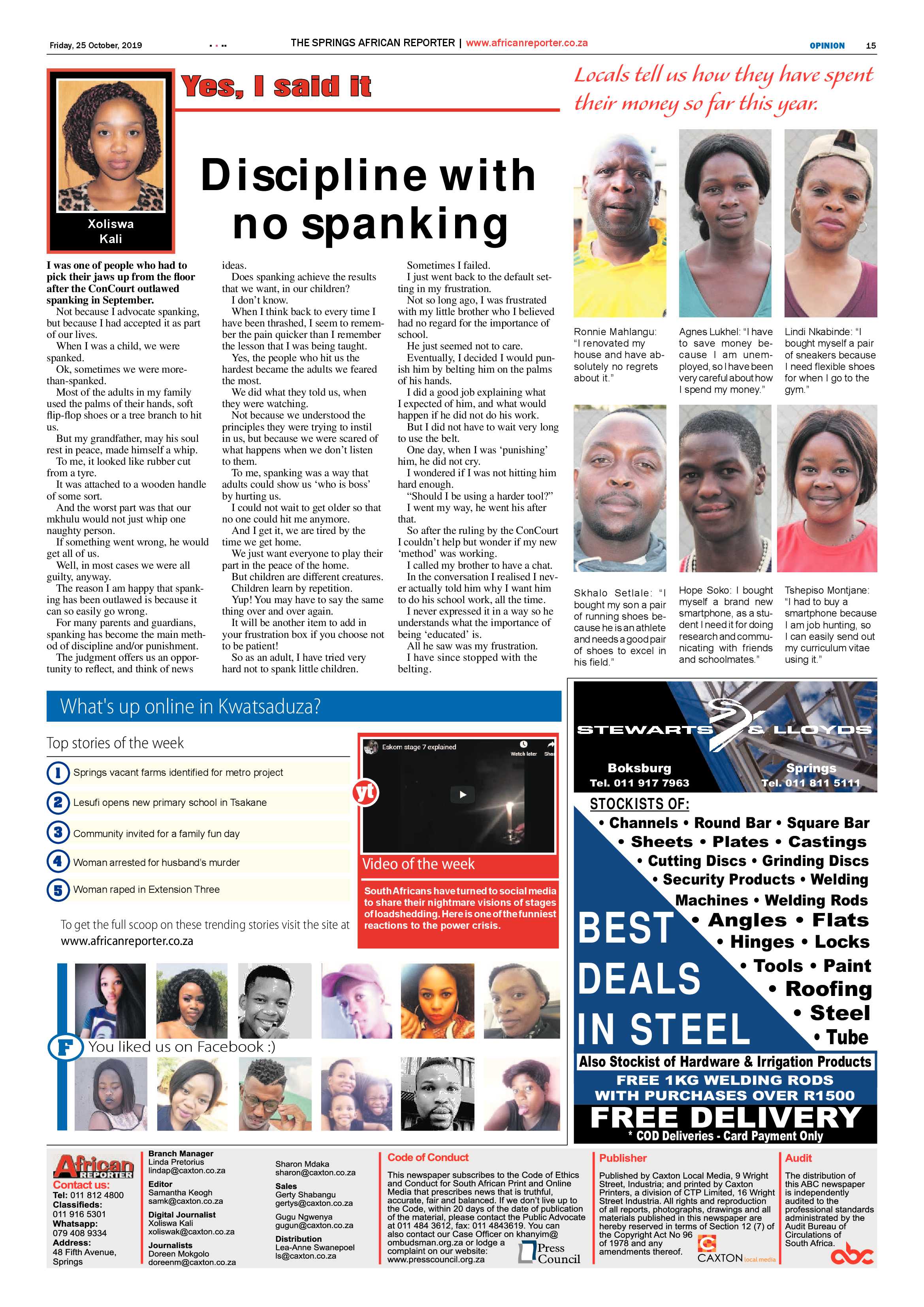 African Reporter 25 October 2019 page 15