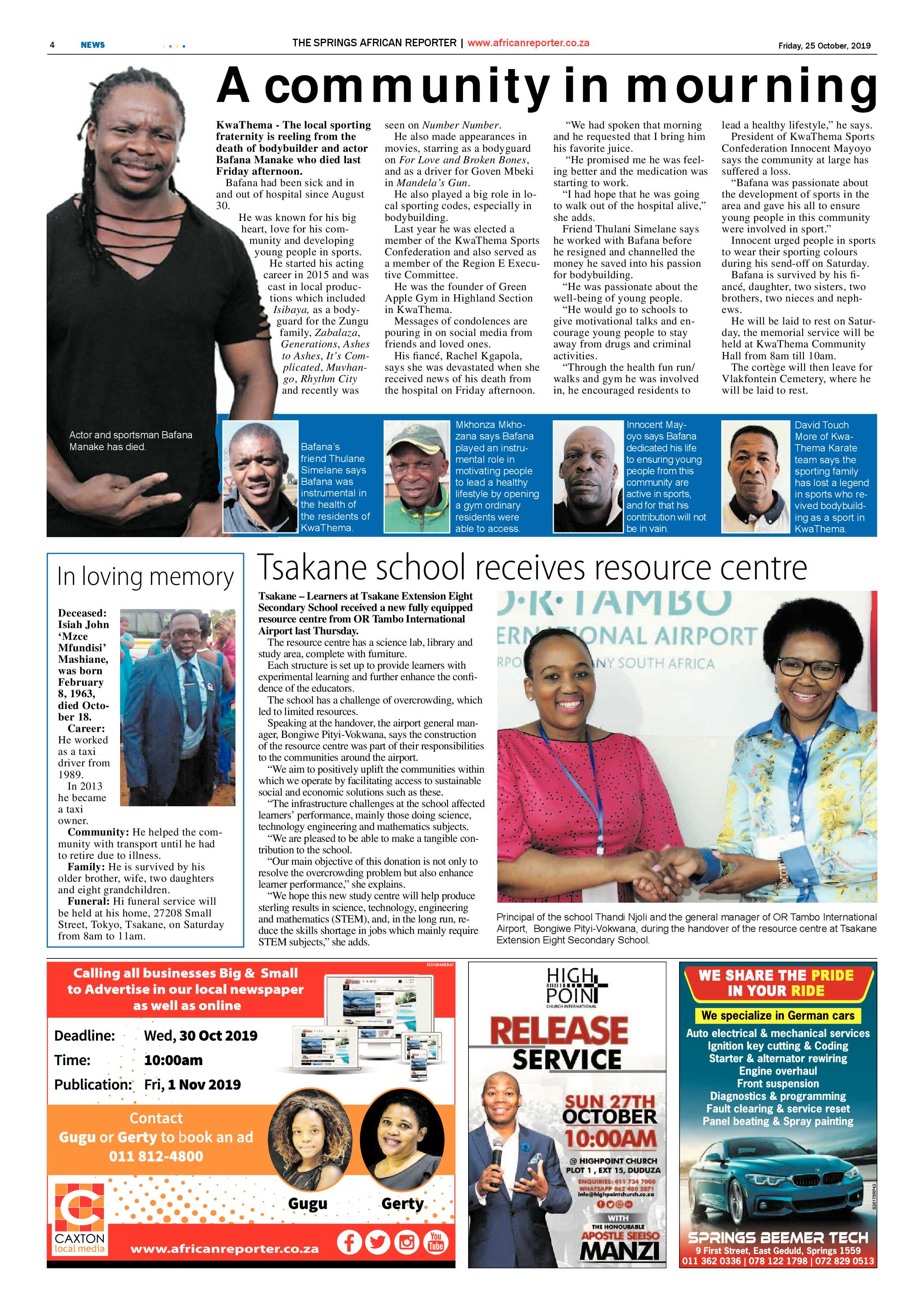 African Reporter 25 October 2019 page 4