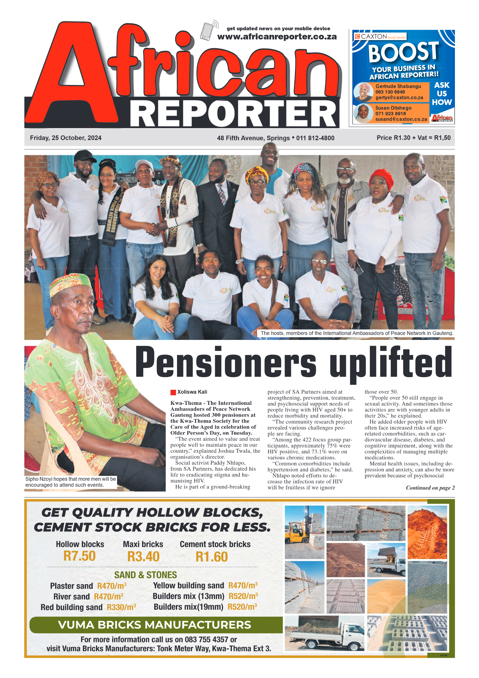 African Reporter 25 October 2024 page 1
