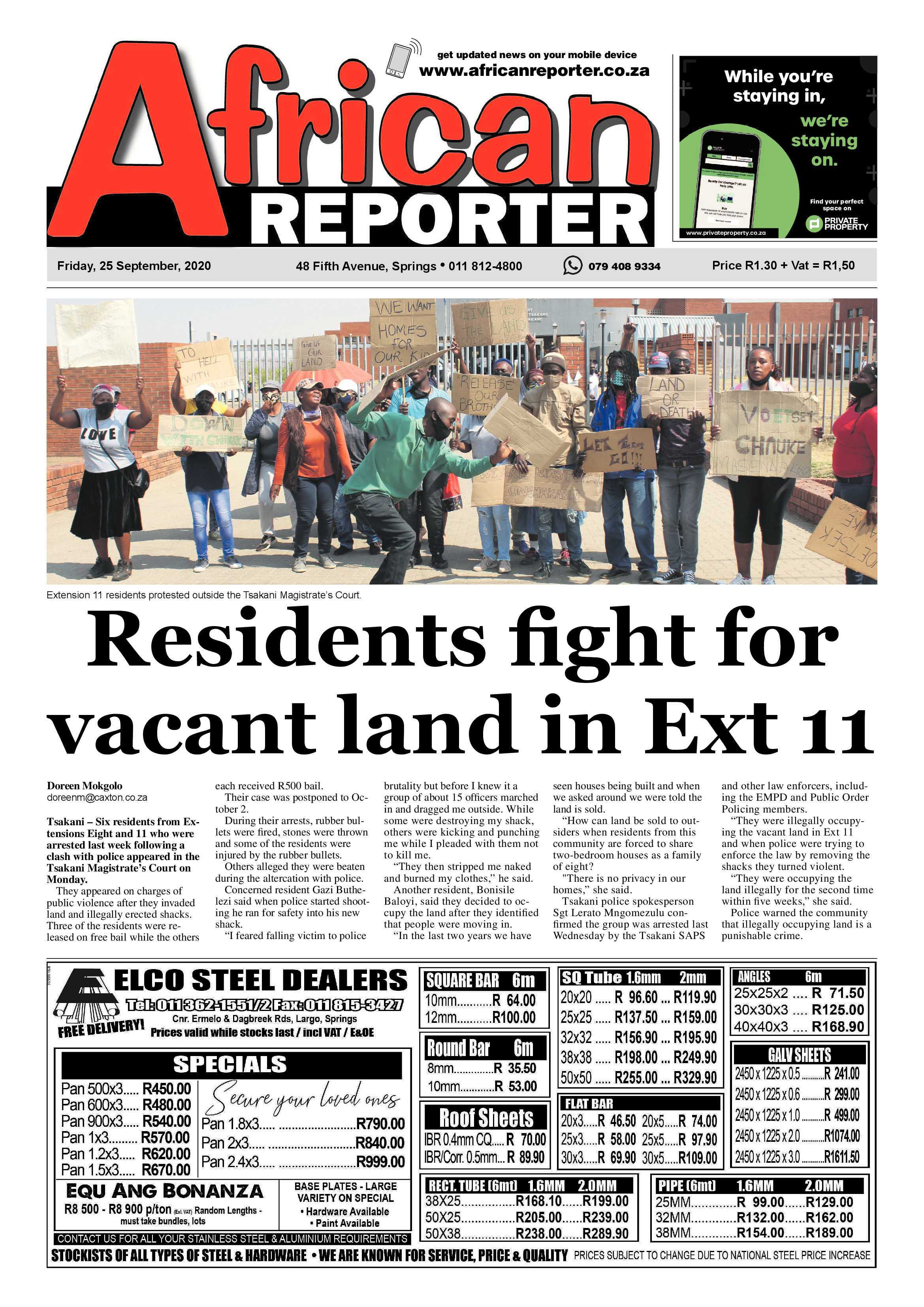 African Reporter 25 September 2020 page 1