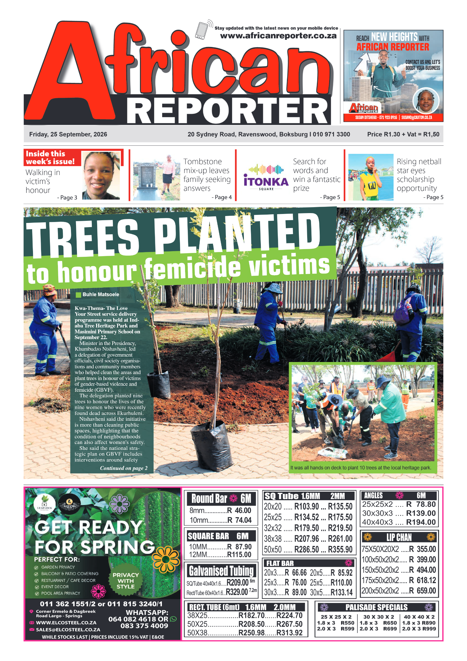 African Reporter 25 September 2026 page 1