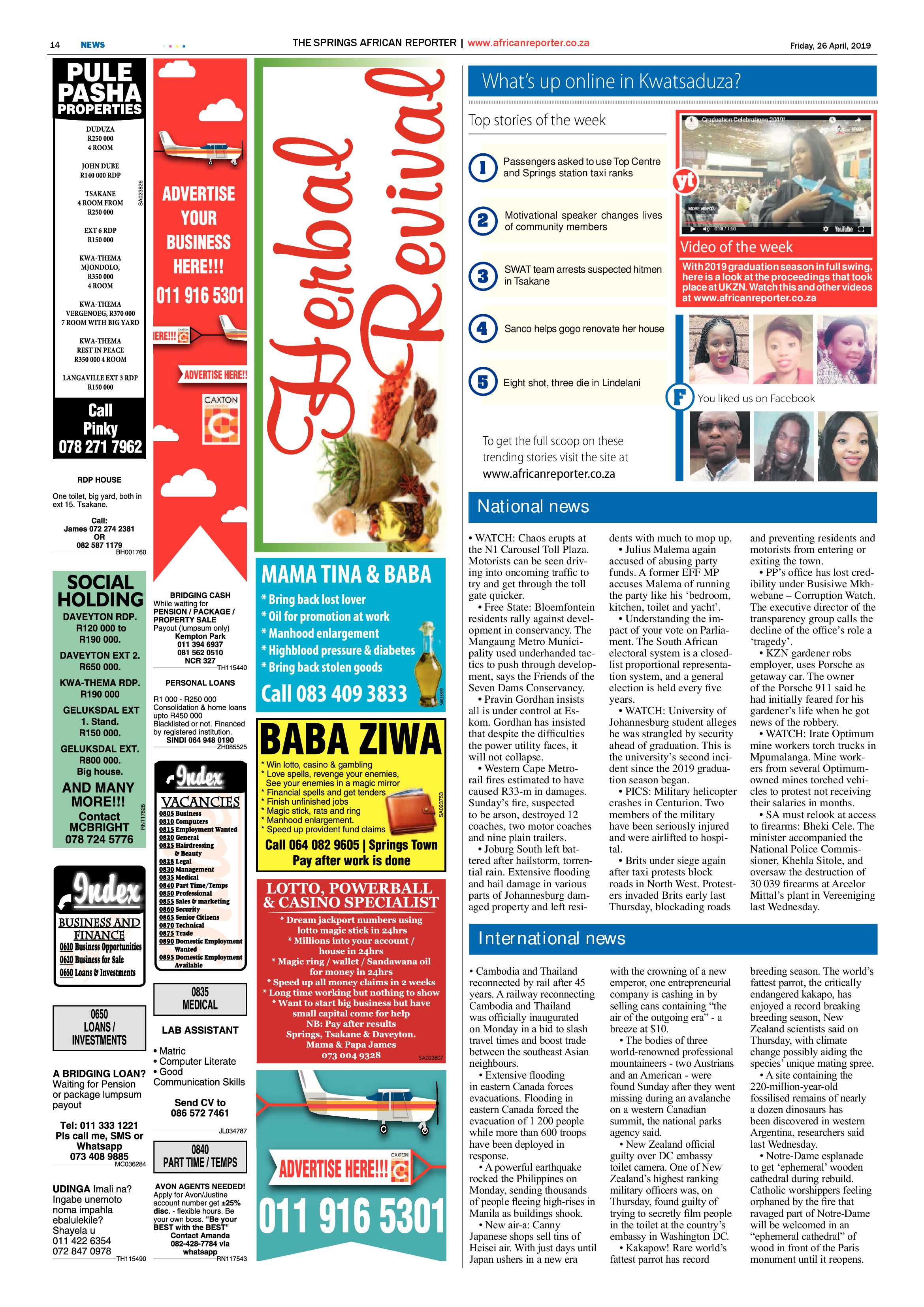 African Reporter 26 April 2019 page 14
