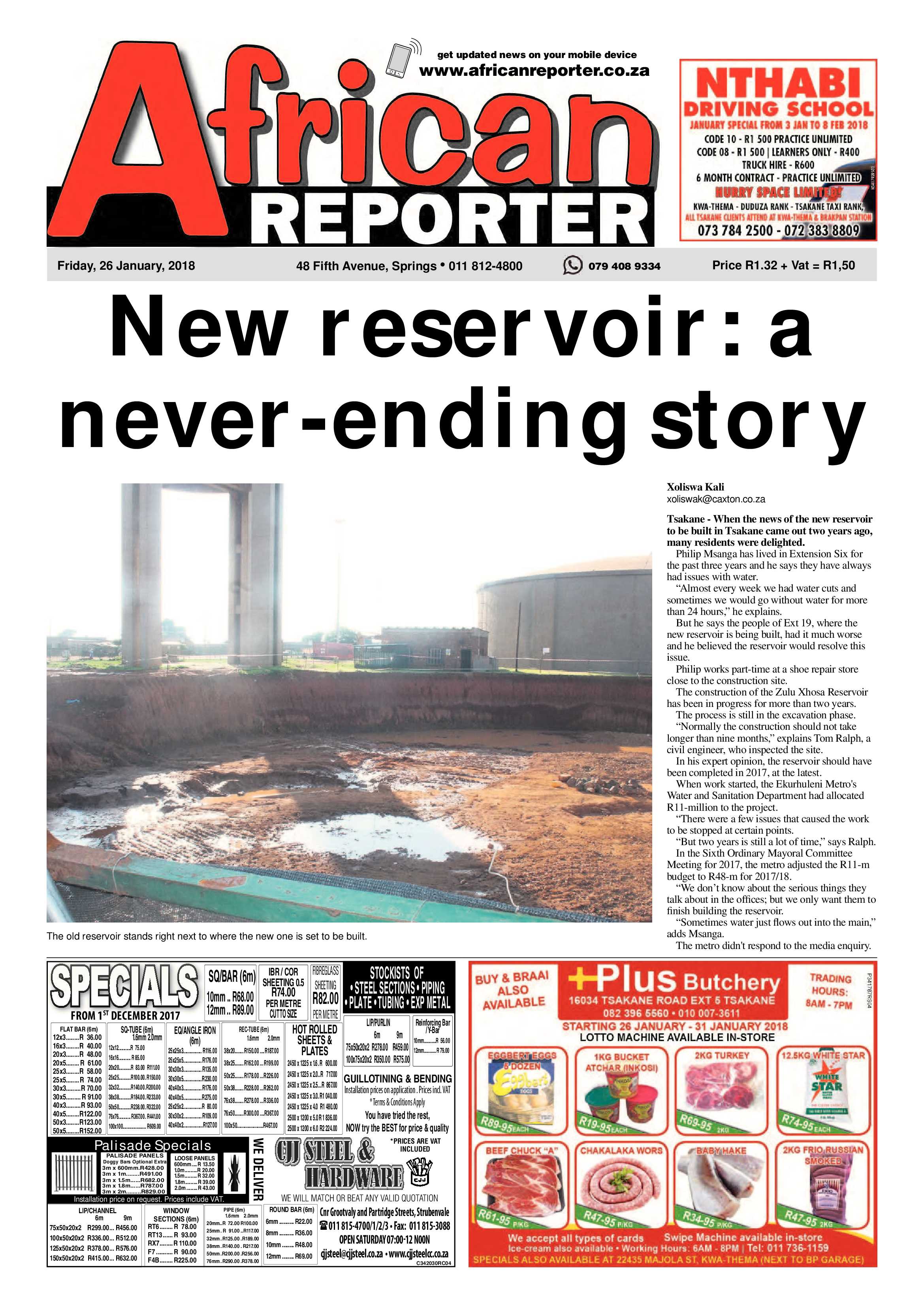 African Reporter 26 January 2018 page 1