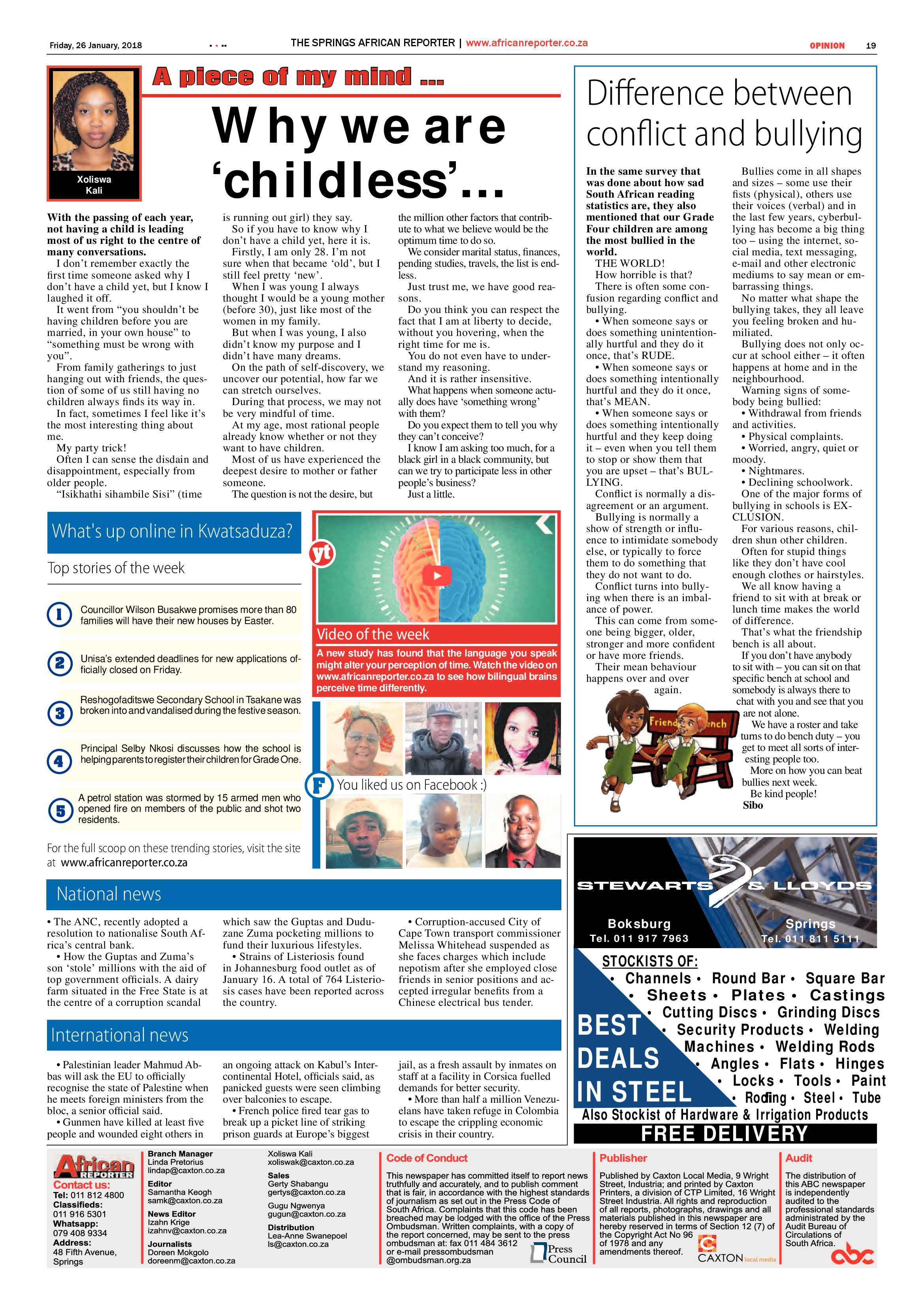 African Reporter 26 January 2018 page 19
