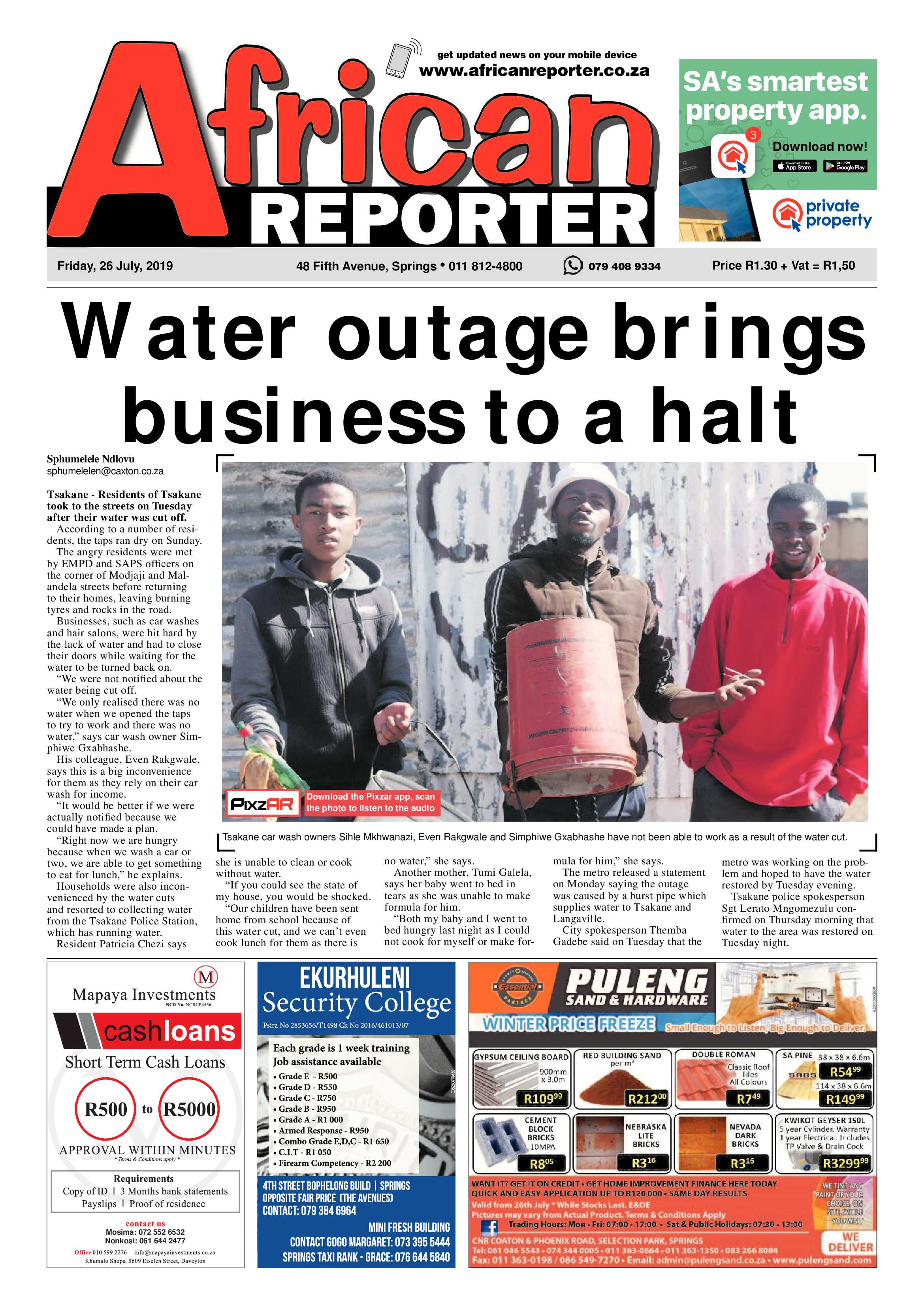 African Reporter 26 July 2019 page 1