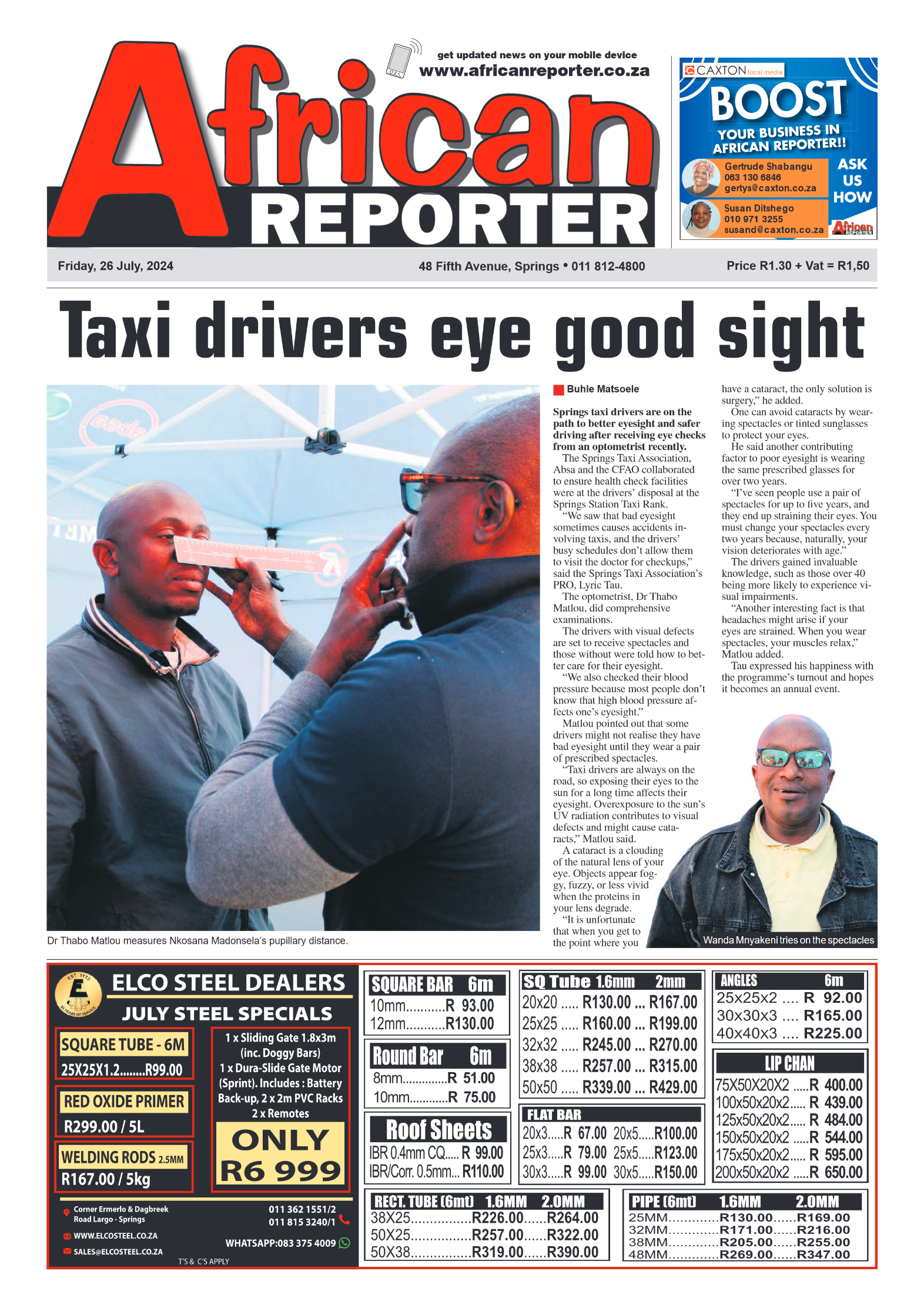 African Reporter 26 July 2024 page 1