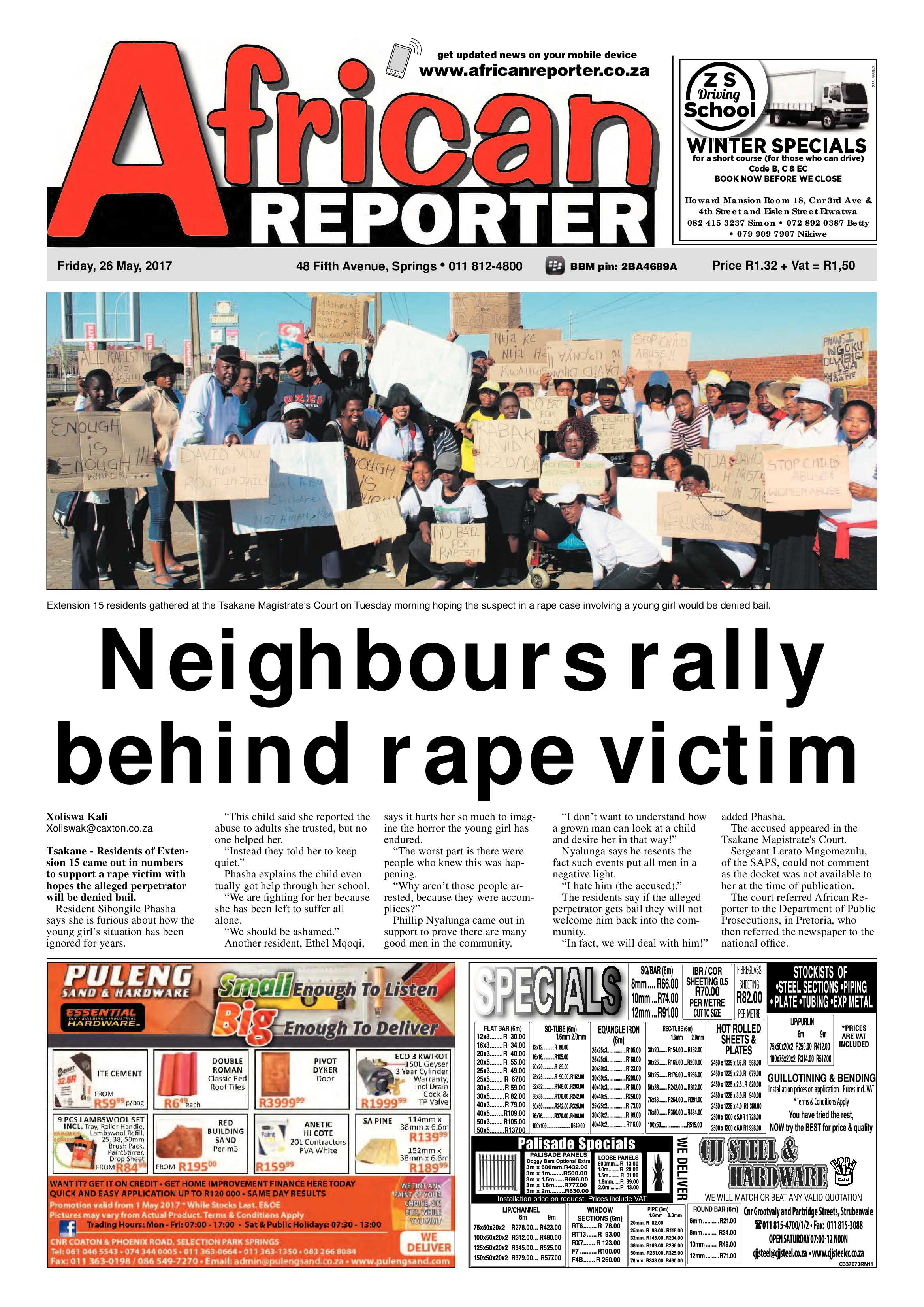 African Reporter 26 May 2017 page 1