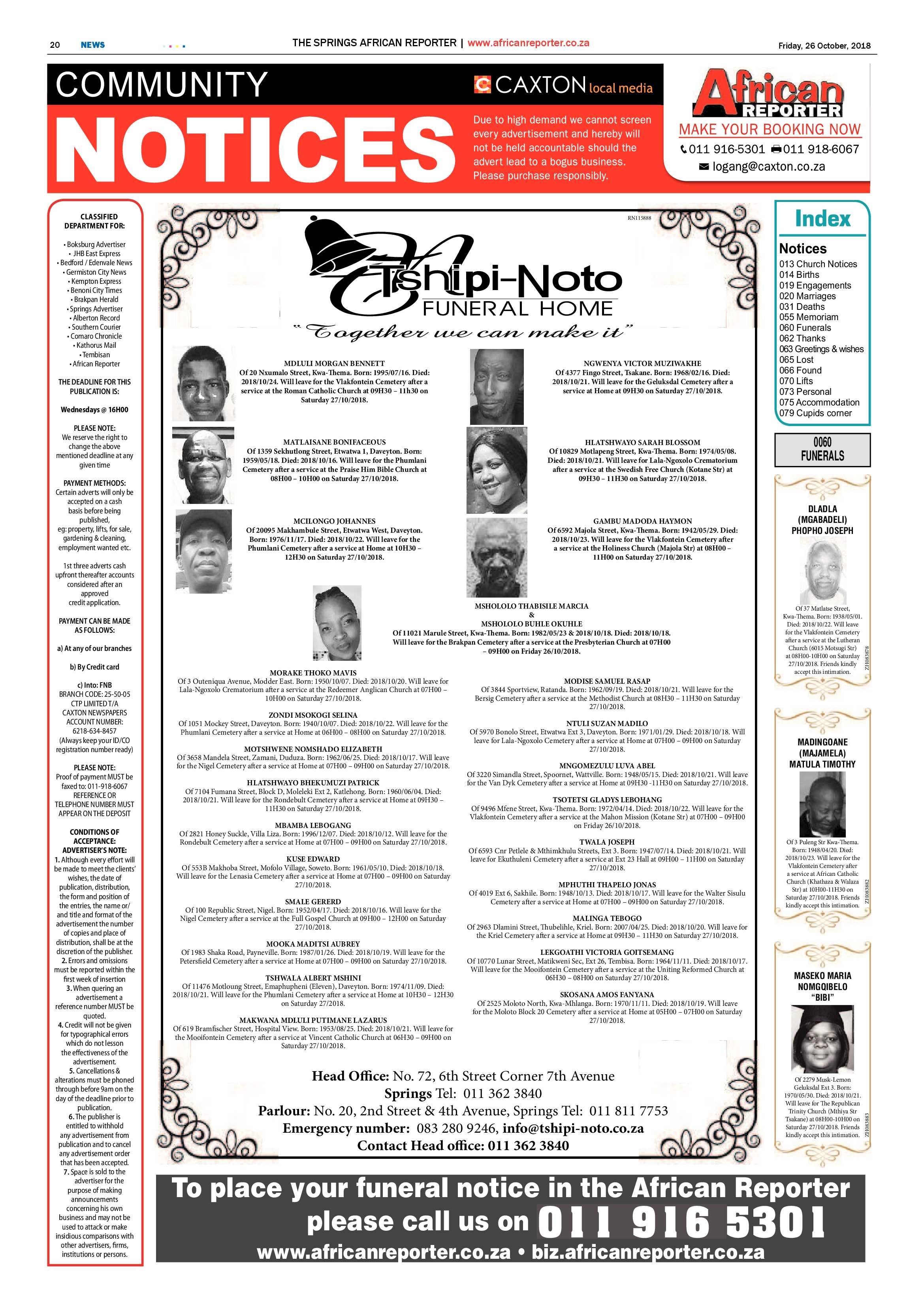 African Reporter 26 October 218 page 20