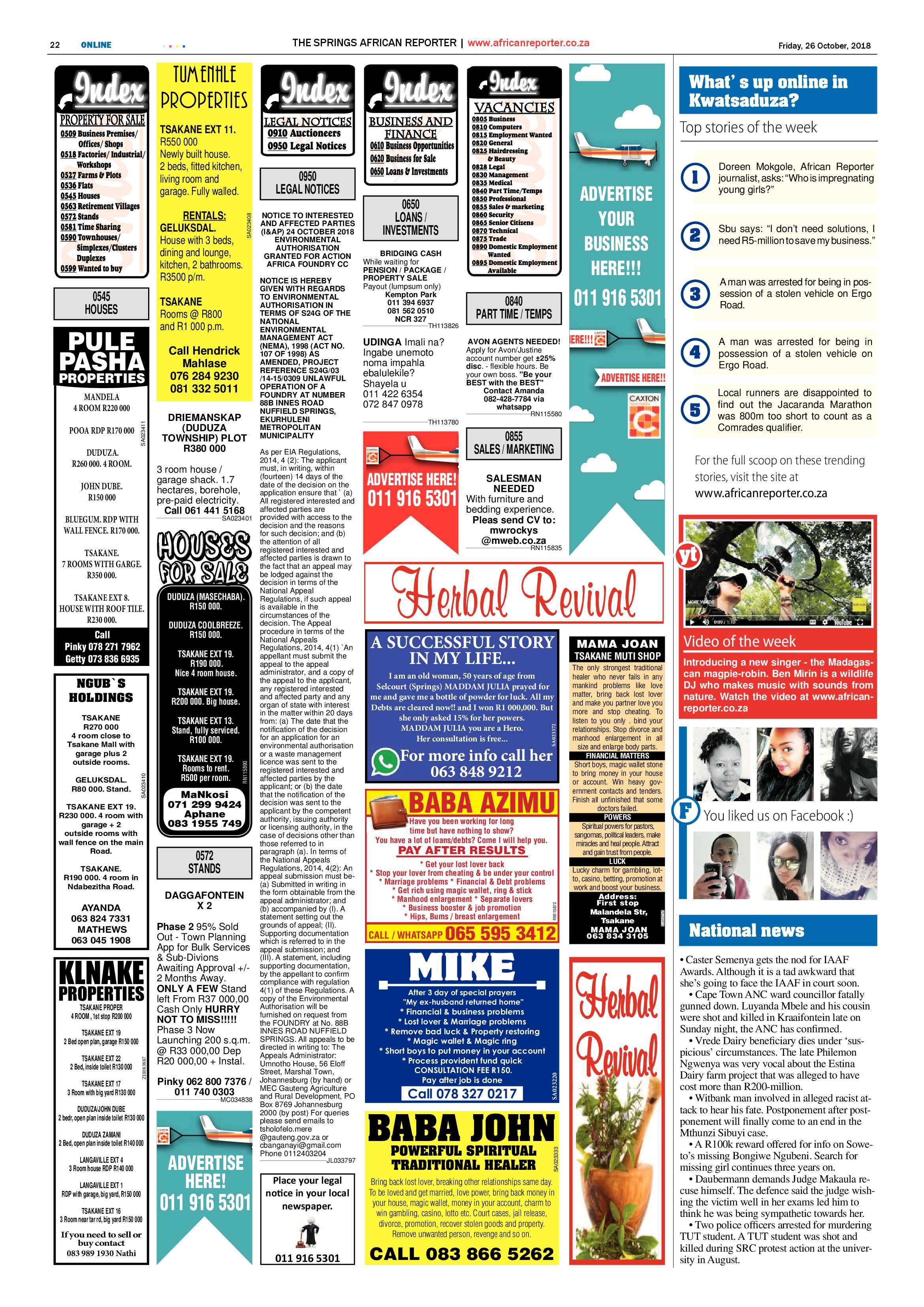African Reporter 26 October 218 page 22