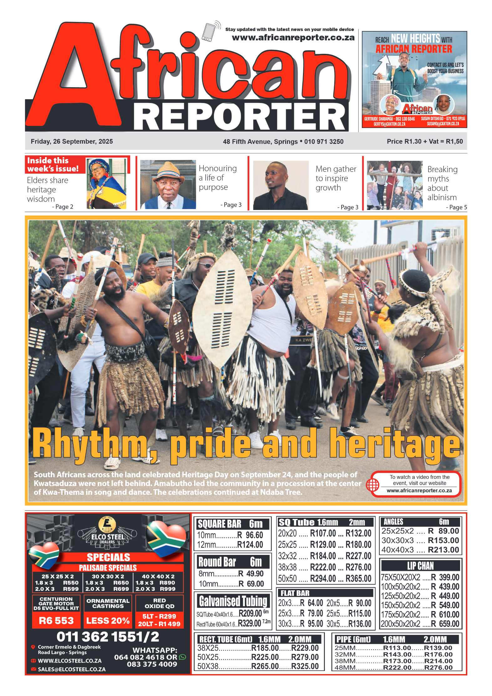 African Reporter 26 September 2025 page 1