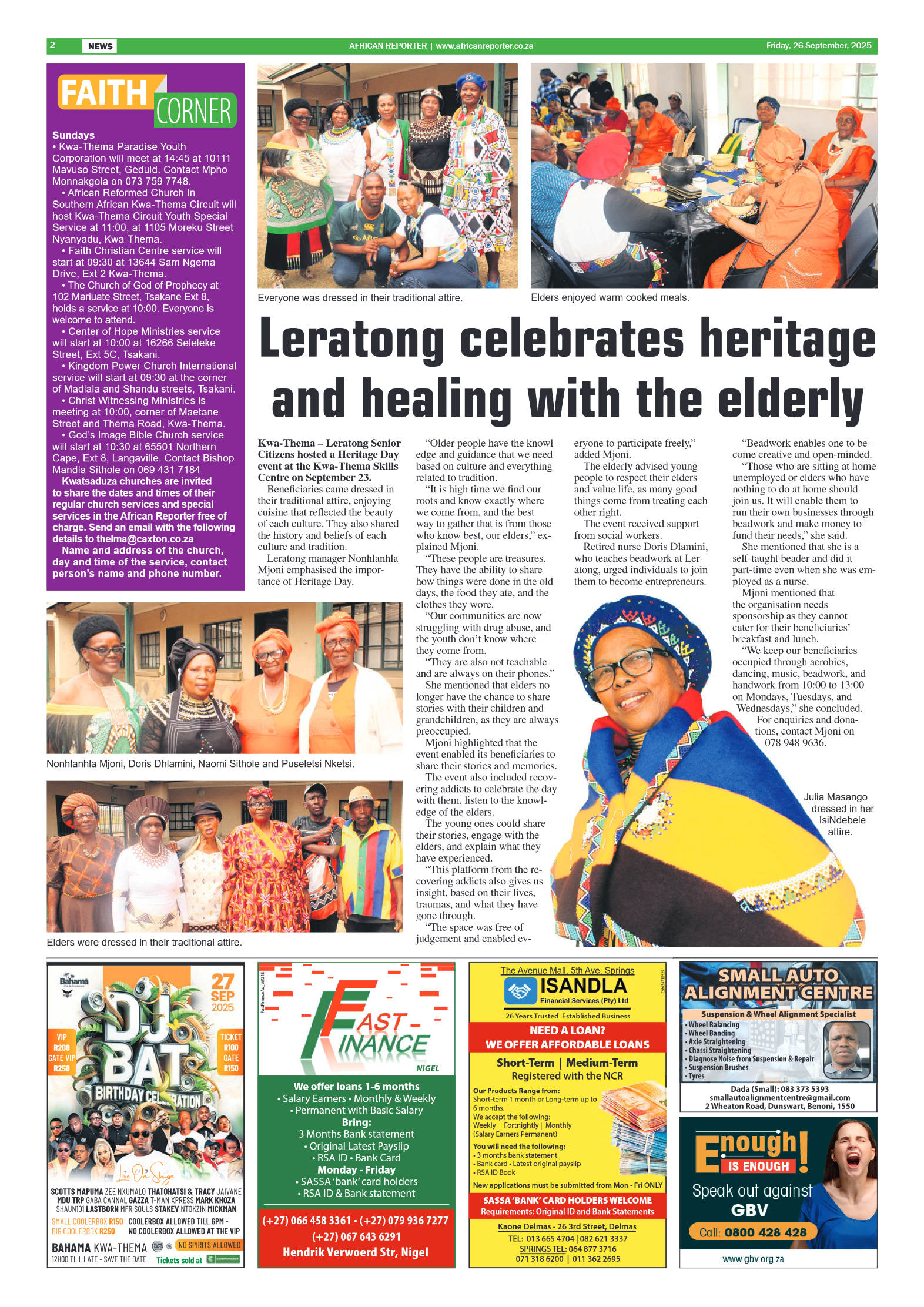 African Reporter 26 September 2025 page 2